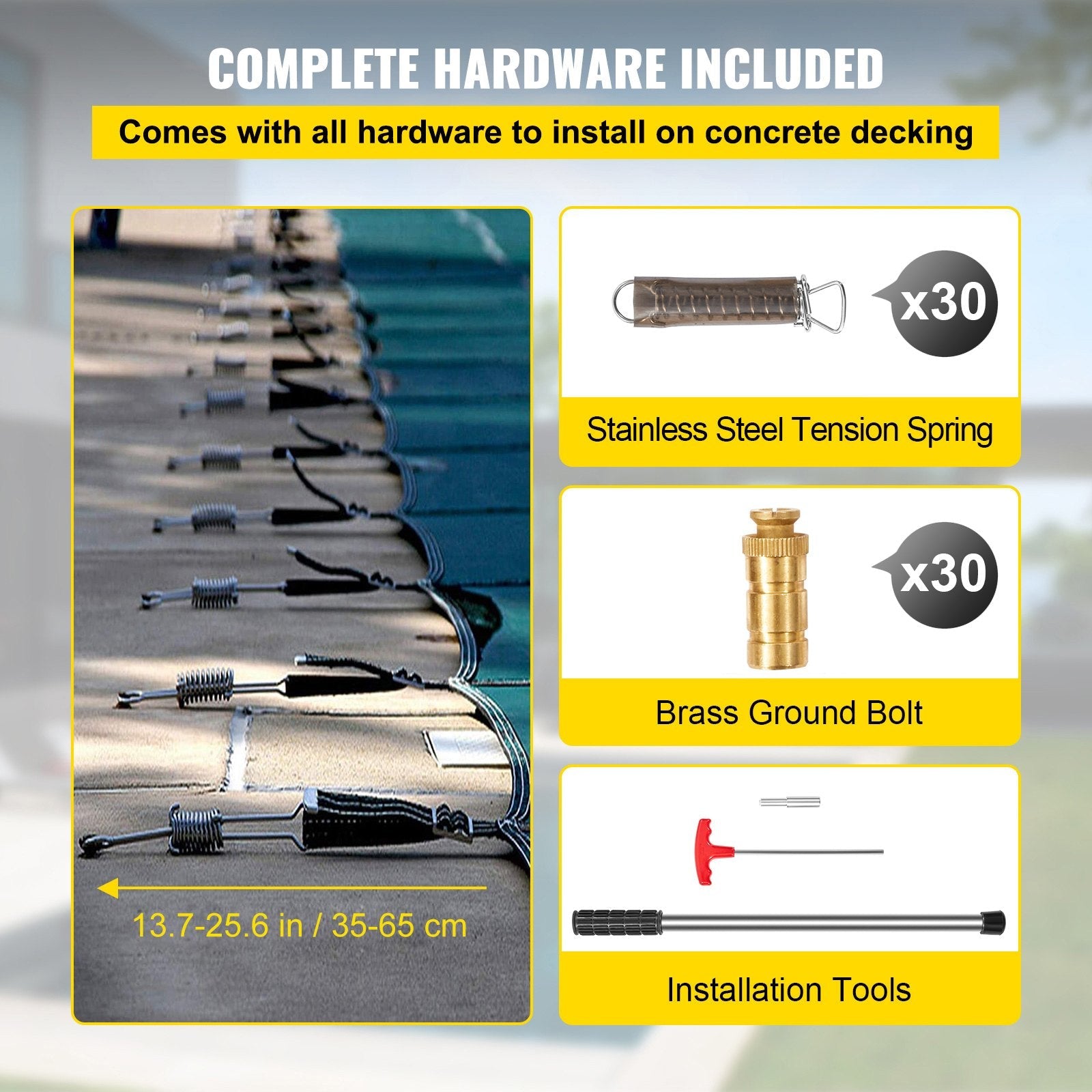VEVOR Inground Pool Safety Cover Winter Pool Cover 22 x 42 ft with Right Step 