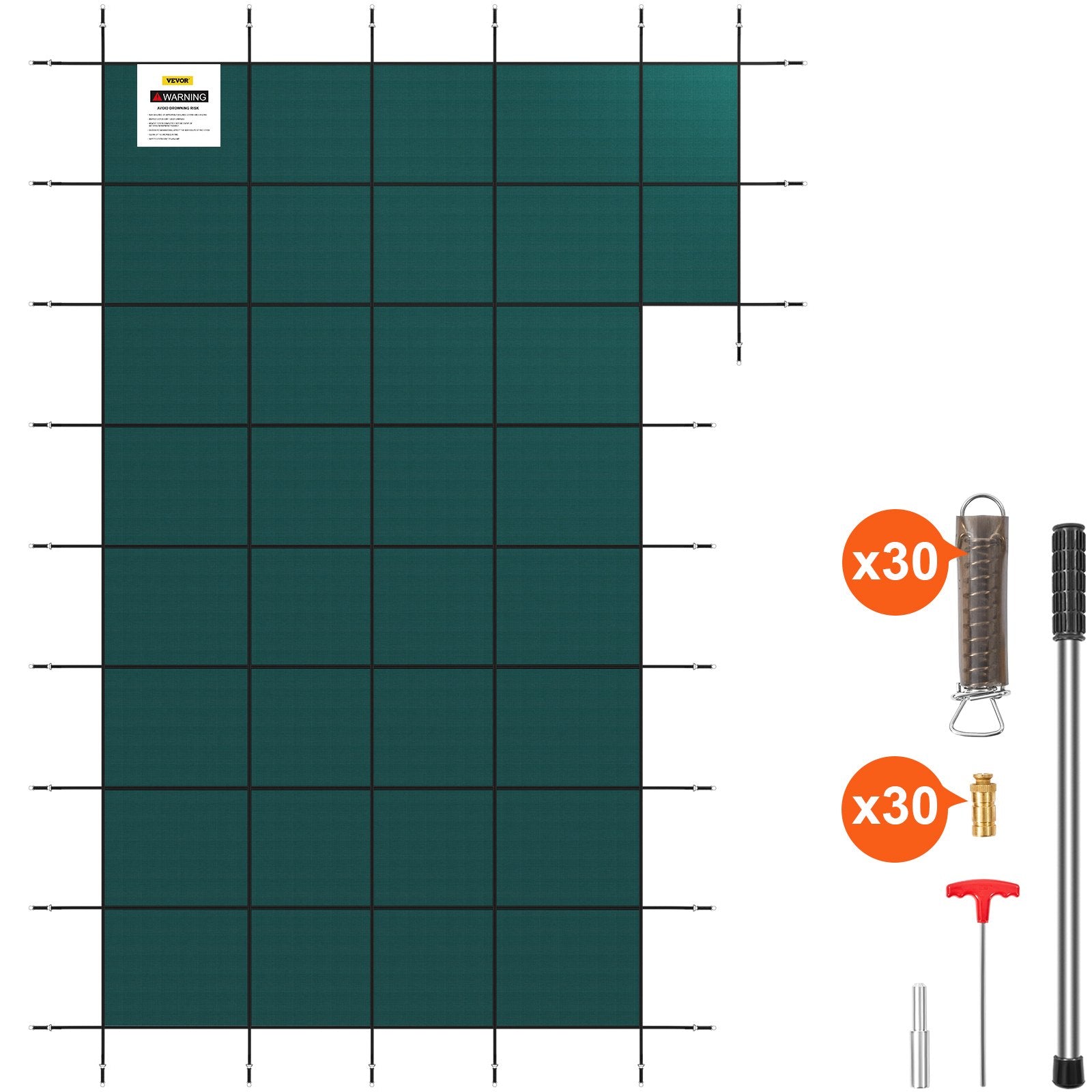 VEVOR Inground Pool Safety Cover Winter Pool Cover 22 x 42 ft with Right Step 
