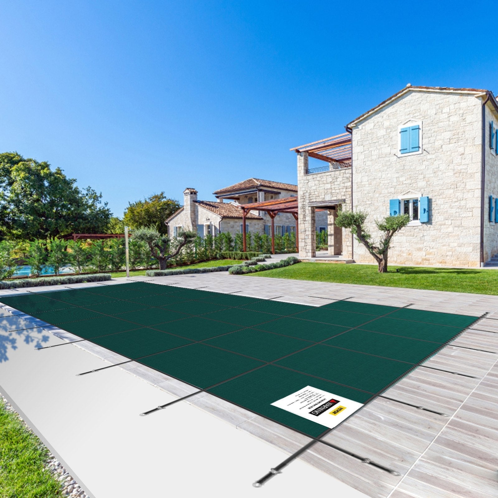 VEVOR Inground Pool Safety Cover Winter Pool Cover 18 x 34 ft with Left Step 