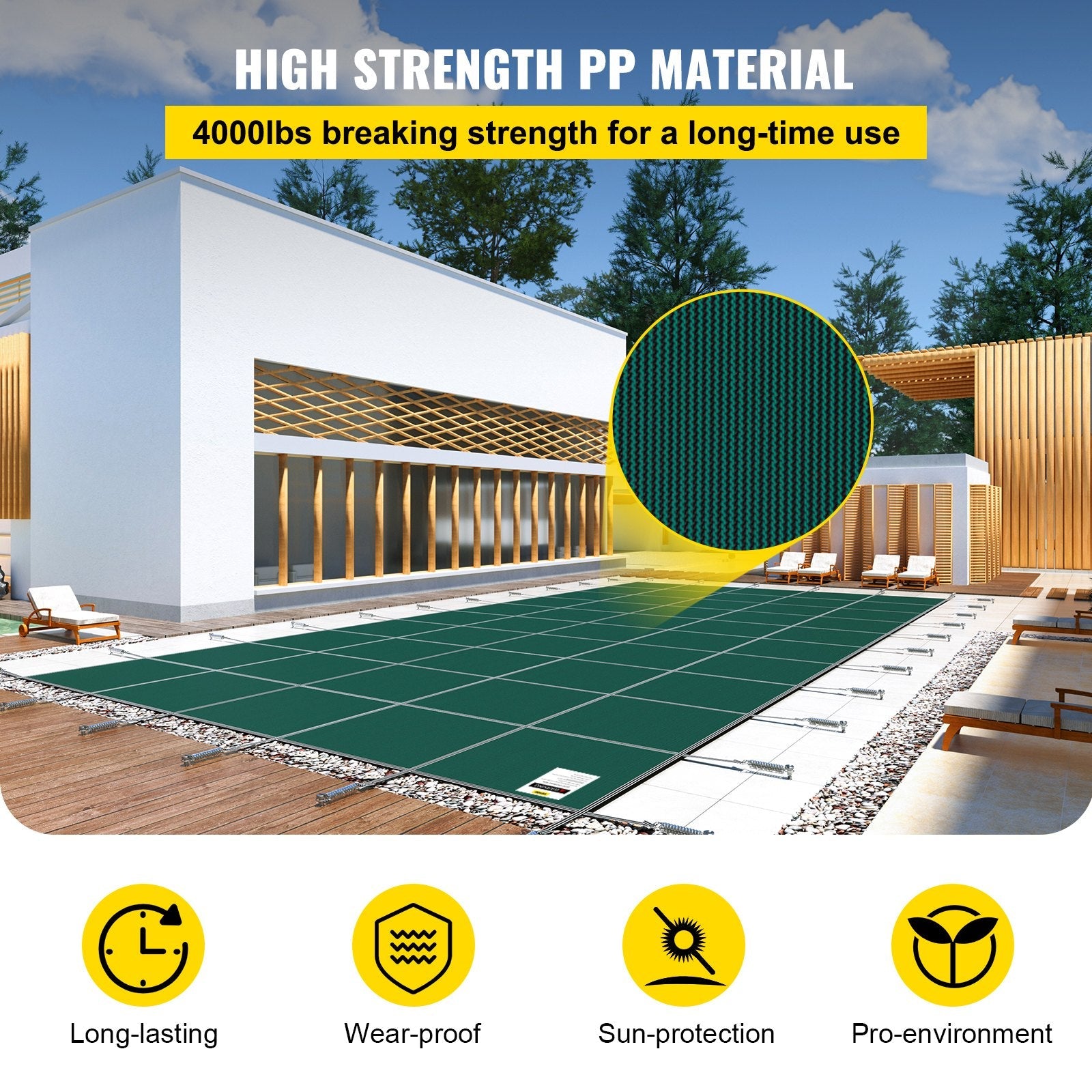 VEVOR Inground Pool Safety Cover Winter Pool Cover 20 x 42 ft with Anchor Tools 