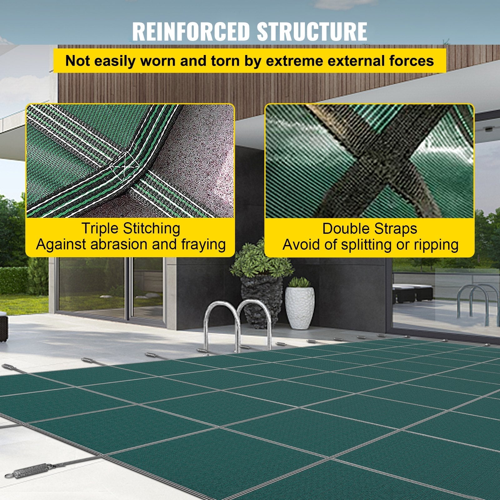 VEVOR Inground Pool Safety Cover Winter Pool Cover 20 x 42 ft with Anchor Tools 