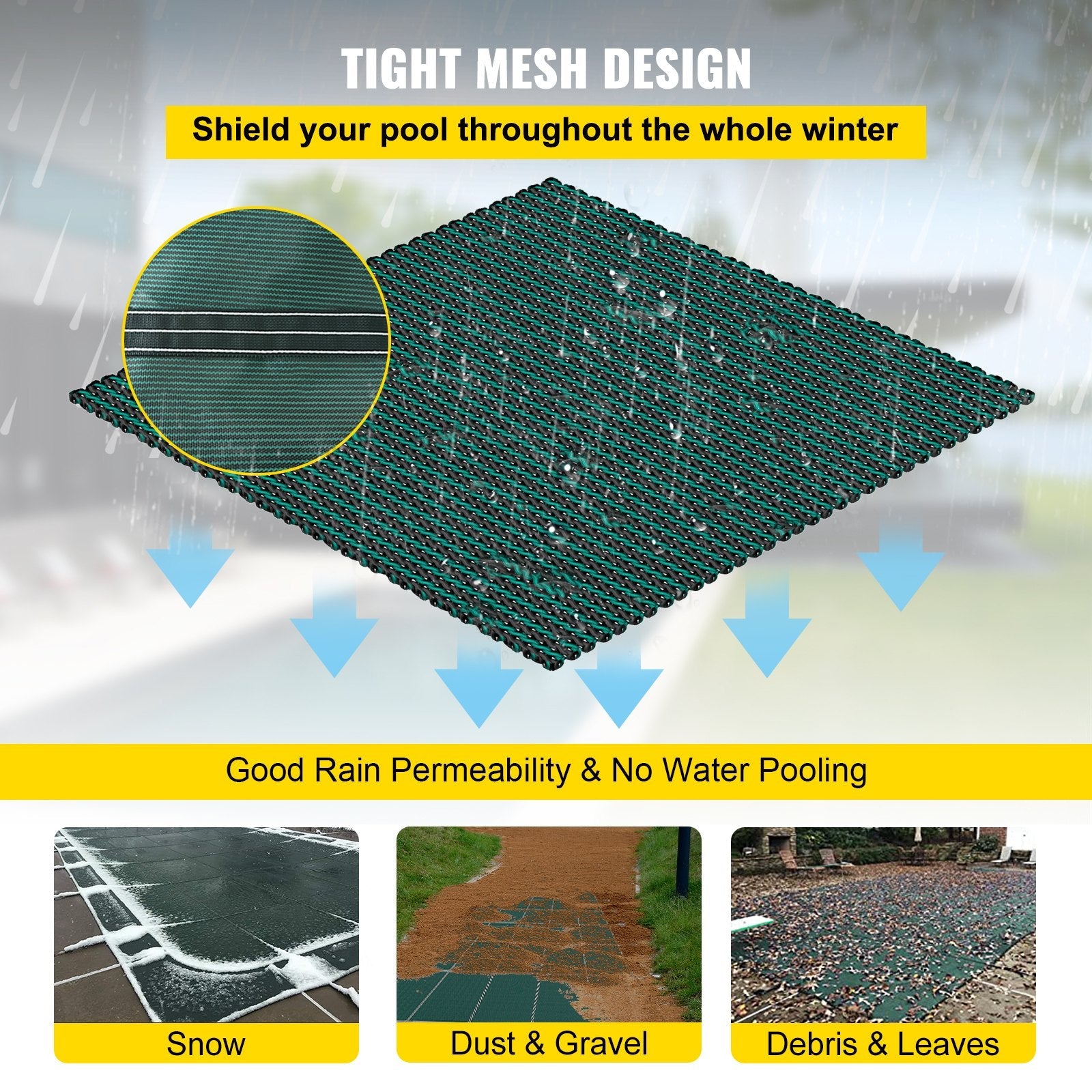 VEVOR Inground Pool Safety Cover Winter Pool Cover 20 x 42 ft with Anchor Tools 