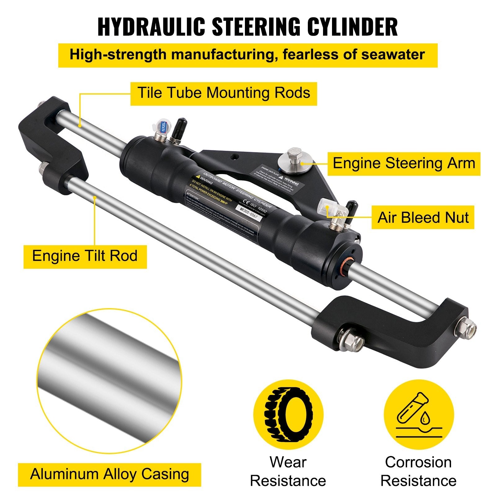 VEVOR Hydraulic Boat Steering Kit, 300HP Hydraulic Steering Kit Helm Pump, Hydraulic Outboard Steeing Kit with 14 Feet Hydraulic Steering Hose for Boat Steering System 