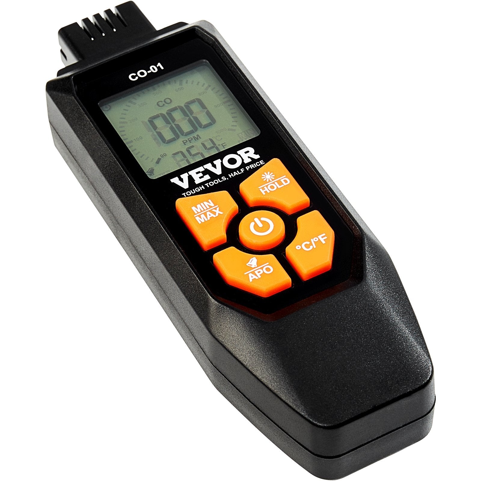 VEVOR Carbon Monoxide Detectors, 0-1000PPM Portable CO Detector with Audible & Visual Alarm, Handheld CO Gas Meter Tester with Temp Sensor, LCD Backlit Screen for Industrial/Home (Include 3 x Battery) 