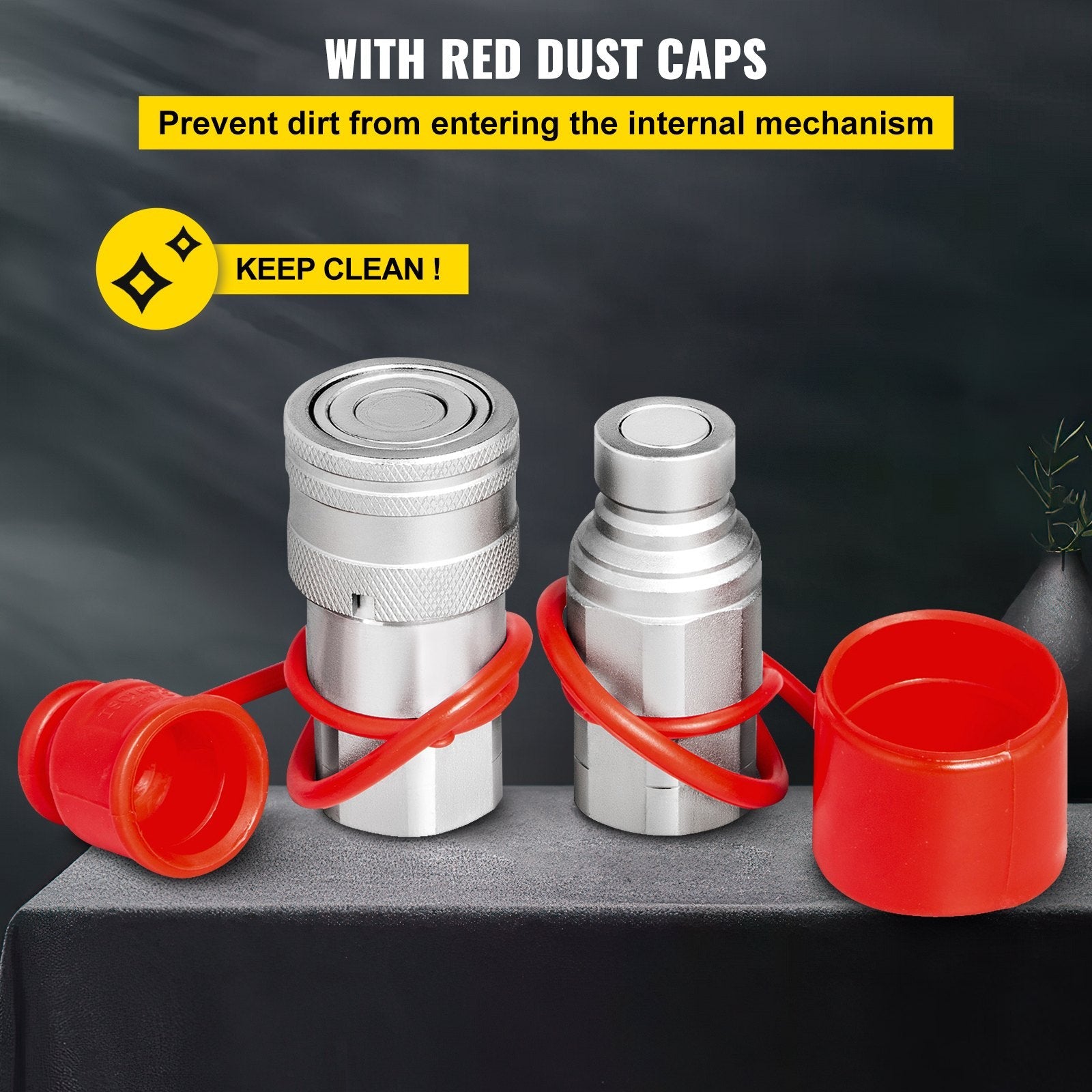 VEVOR Skid Steer Hydraulic Quick Connect 1/2" Body Hydraulic Coupler 1/2" NPT Hydraulic Coupling Quick Connect 2 Pairs Hydraulic Quick Coupler 27.6 MPa (ISO 16028) (12 Pairs) 