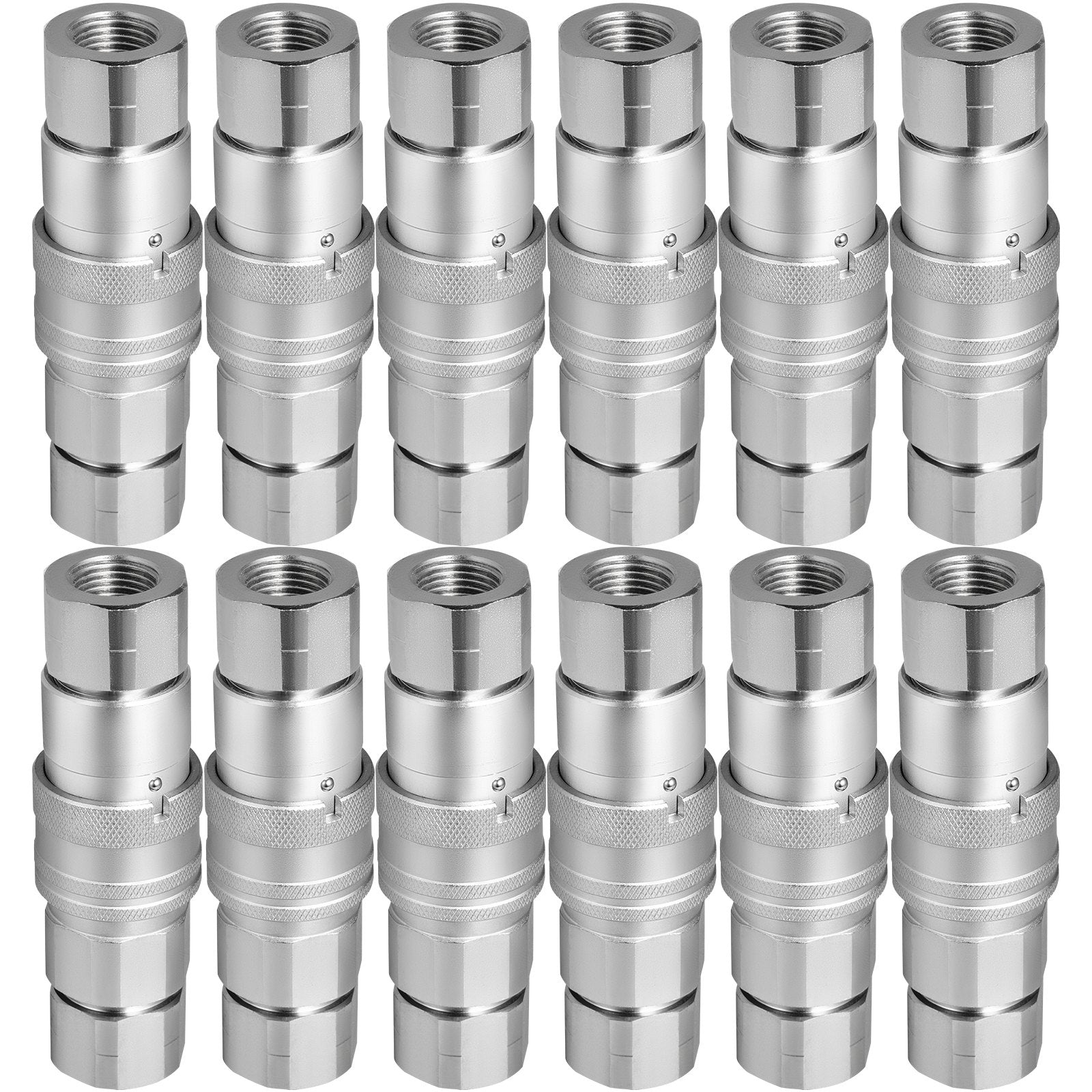 VEVOR Skid Steer Hydraulic Quick Connect 1/2" Body Hydraulic Coupler 1/2" NPT Hydraulic Coupling Quick Connect 2 Pairs Hydraulic Quick Coupler 27.6 MPa (ISO 16028) (12 Pairs) 