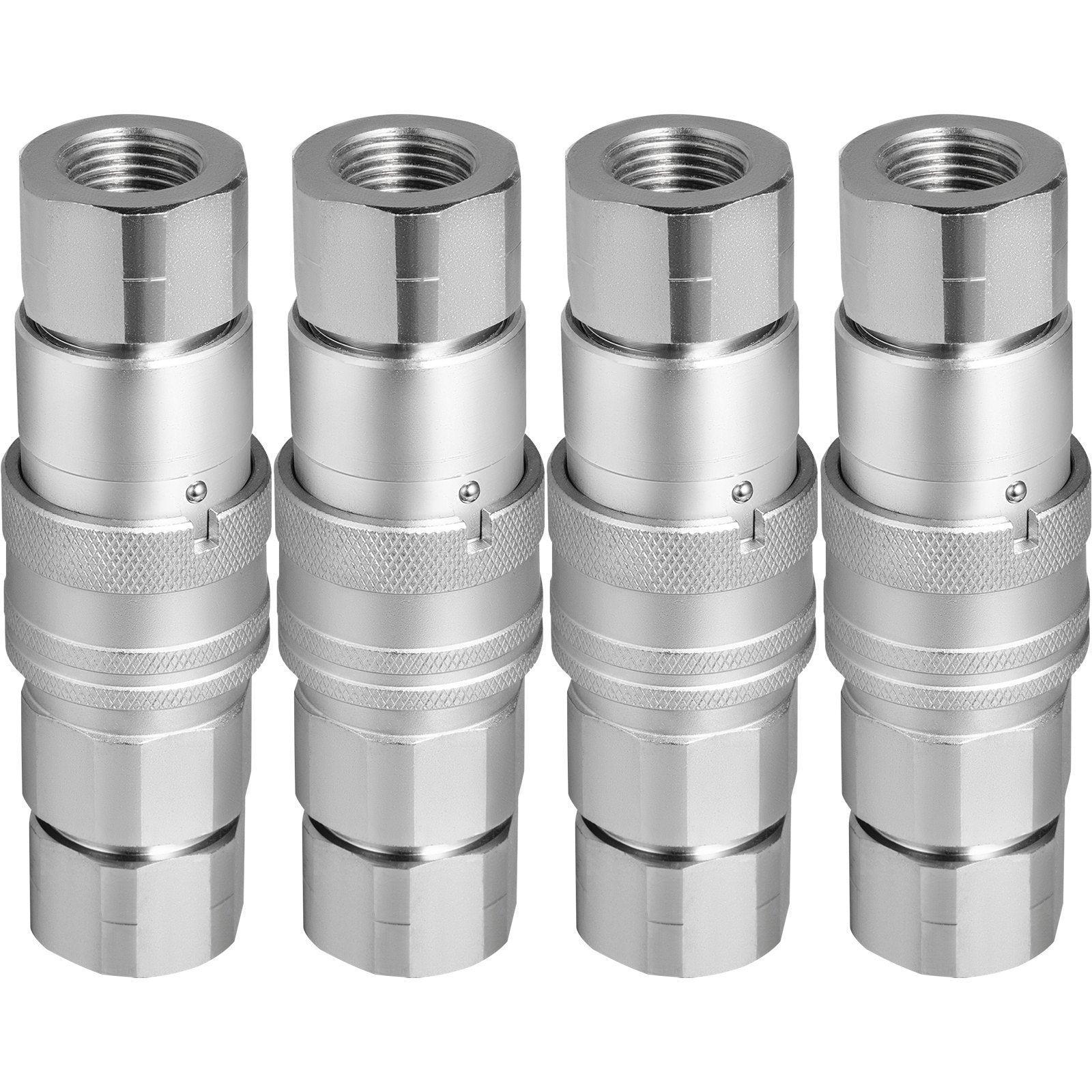 VEVOR Hydraulic Coupler 1/2 Body with 1/2" NPT Thread 27.6 MPa Hydraulic Quick Connect 4 Pairs Hydraulic Coupling Quick Connect 45.5 L/min Hydraulic Quick Coupler 