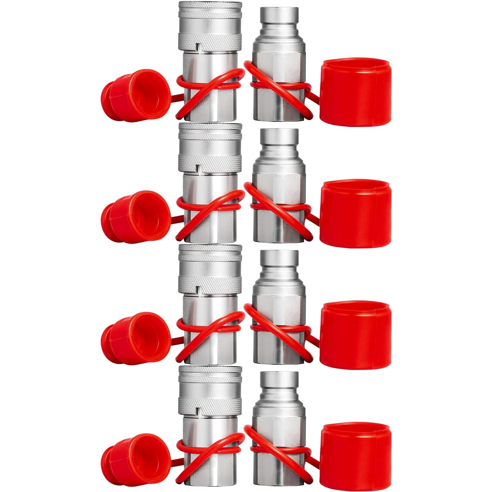 VEVOR Hydraulic Coupler 1/2 Body with 1/2" NPT Thread 27.6 MPa Hydraulic Quick Connect 4 Pairs Hydraulic Coupling Quick Connect 45.5 L/min Hydraulic Quick Coupler 