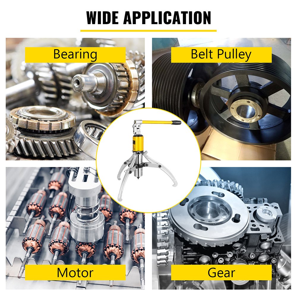 VEVOR 15 Ton Hydraulic Gear Puller Adjustable 3 Jaws Wheel Bearing Pulling Separator 3 in 1 Pump Oil Tube Drawing Machine Wheel Bearing Hub Removal Tool w/Case 