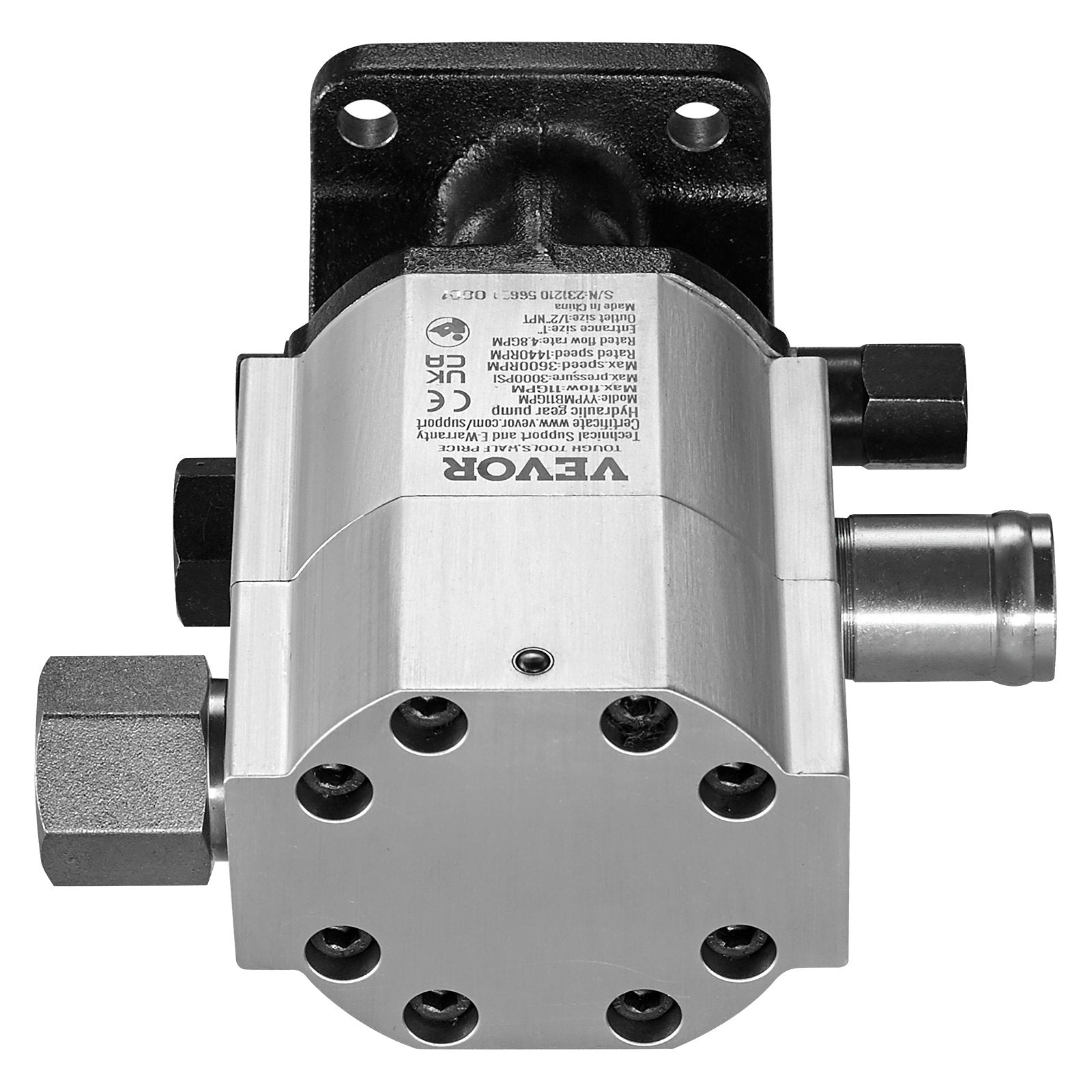 VEVOR Hydraulic Log Splitter Pump, 11GPM, 2 Stage 3000PSI Wood Log Splitter Pump, 1'' Inlet 1/2'' NPT Outlet 3600 RPM Aluminum Hydraulic Gear Pump, for Small Engine Mounting Log Splitters Snowplow 