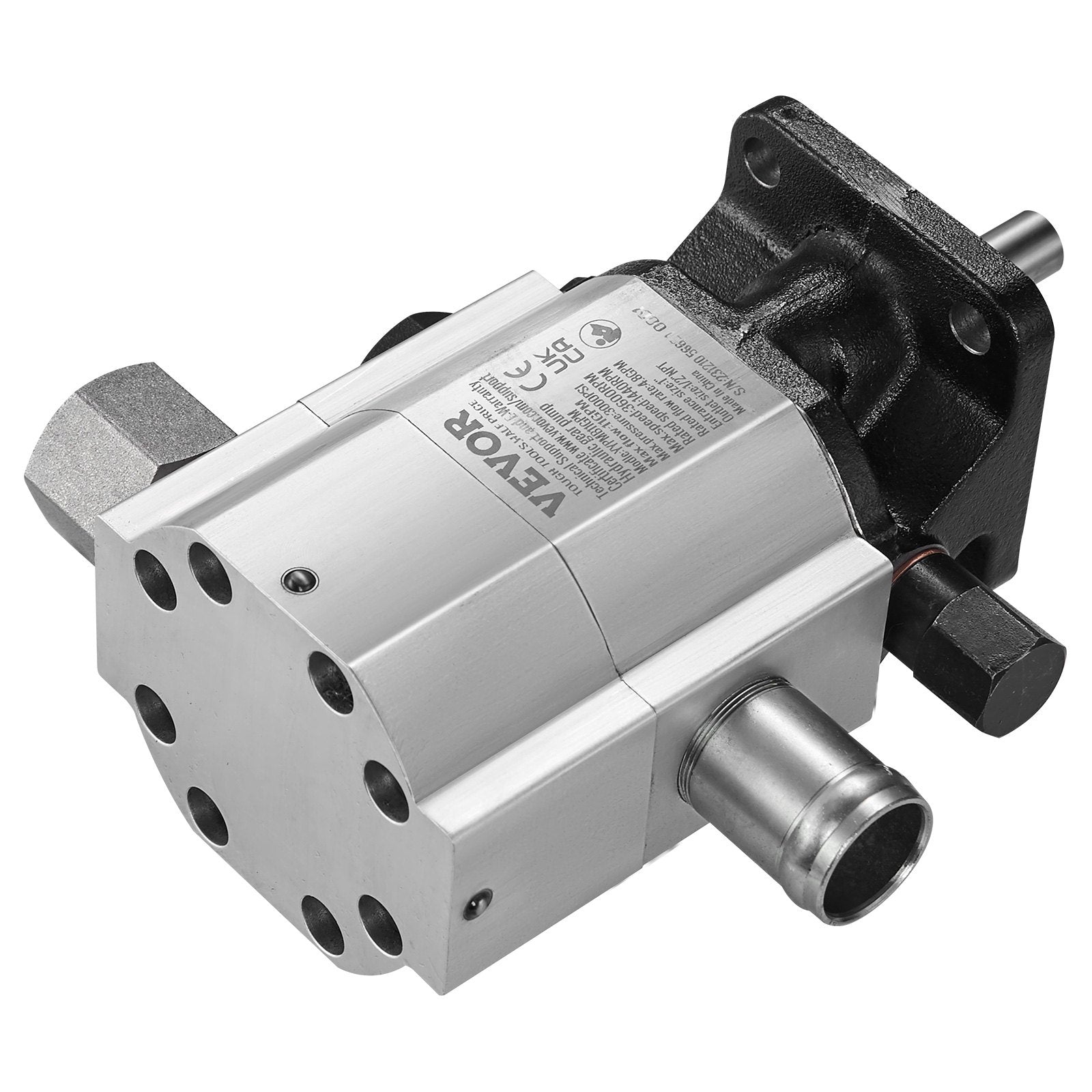 VEVOR Hydraulic Log Splitter Pump, 11GPM, 2 Stage 3000PSI Wood Log Splitter Pump, 1'' Inlet 1/2'' NPT Outlet 3600 RPM Aluminum Hydraulic Gear Pump, for Small Engine Mounting Log Splitters Snowplow 