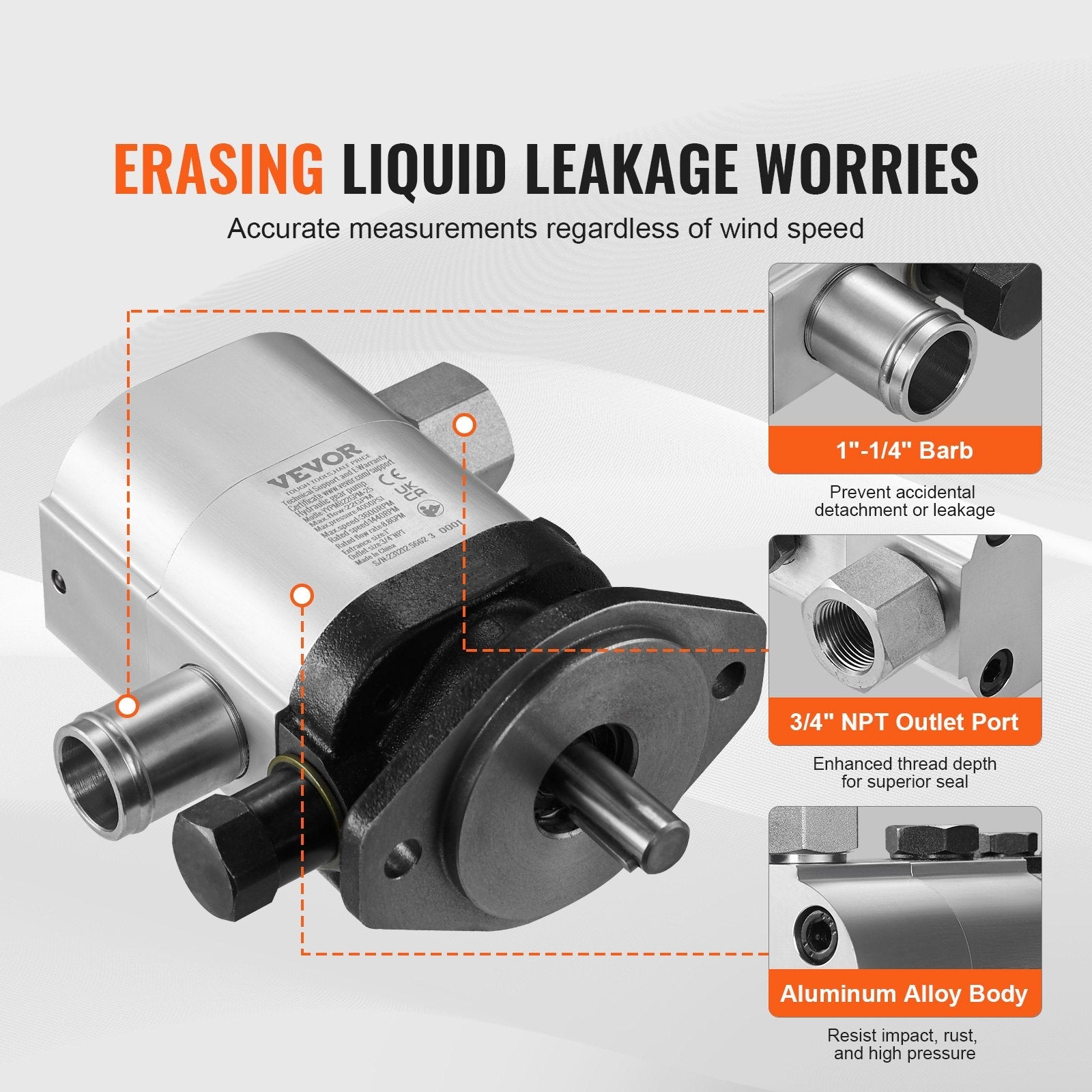 VEVOR Hydraulic Log Splitter Pump, 22GPM, 2 Stage 4000PSI Wood Log Splitter Pump, 1'' Inlet 3/4'' NPT Outlet 3600 RPM Aluminum Hydraulic Gear Pump, for Small Engine Mounting Log Splitters Snowplow 