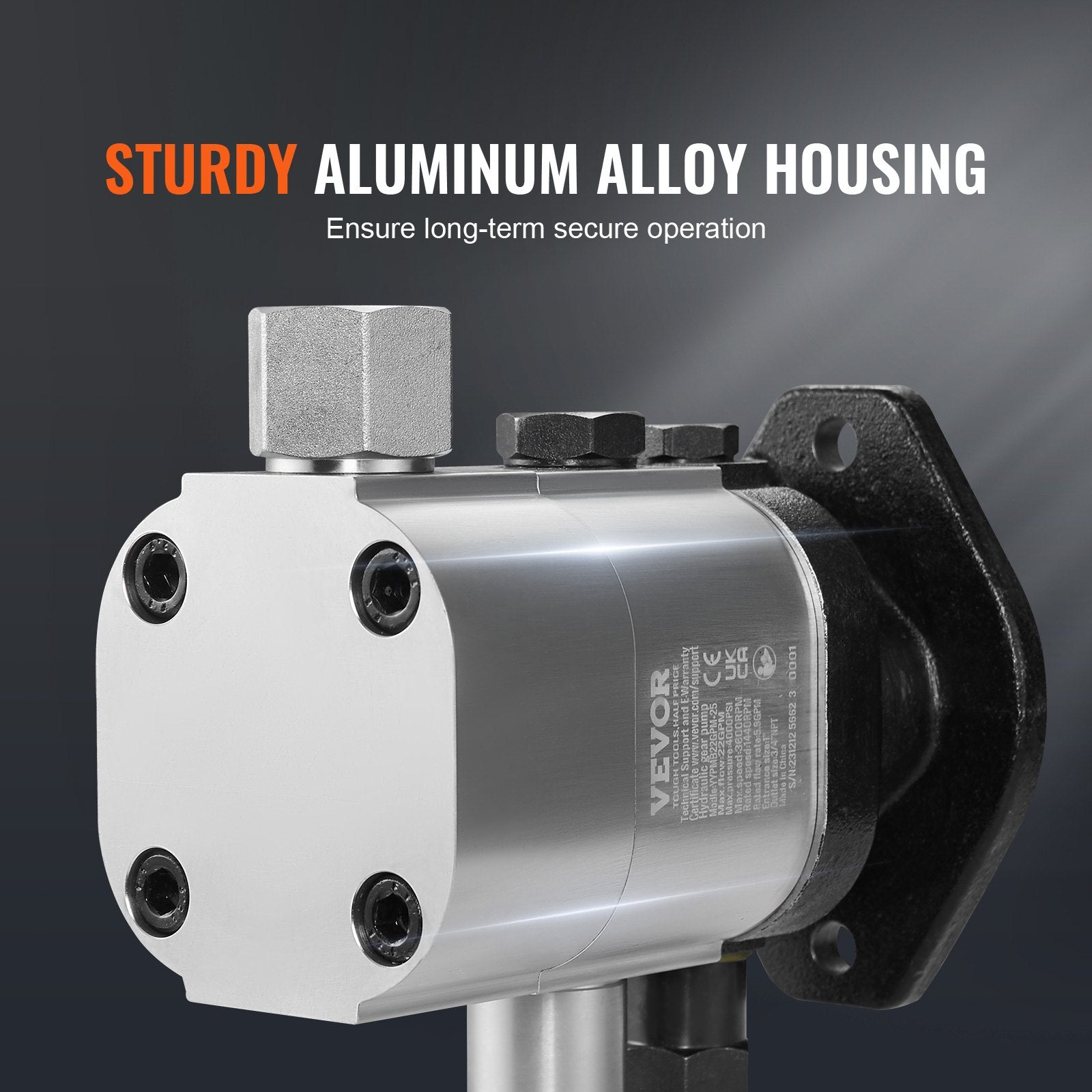 VEVOR Hydraulic Log Splitter Pump, 22GPM, 2 Stage 4000PSI Wood Log Splitter Pump, 1'' Inlet 3/4'' NPT Outlet 3600 RPM Aluminum Hydraulic Gear Pump, for Small Engine Mounting Log Splitters Snowplow 