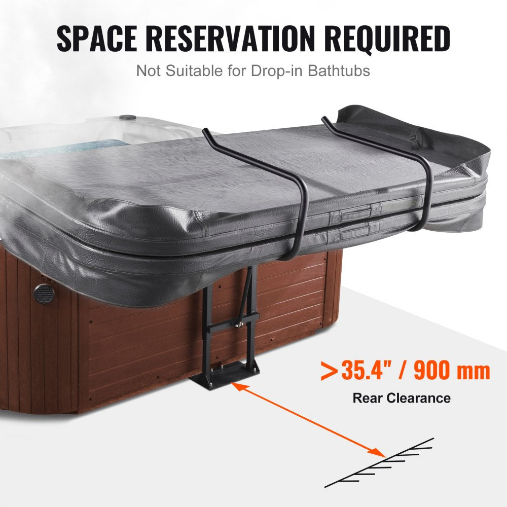 VEVOR Hot Tub Cover Lift, Spa Cover Lift, Hydraulic, Height 33.1" - 41.3" Width 53.1" - 92.5" Adjustable, Installed Underneath on one Sides, Suitable for Various Sizes of Hot Tubs, Spa 