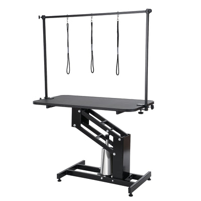 VEVOR 43" Hydraulic Pet Grooming Table, Heavy Duty Dog Grooming Arm for Medium/ Small Dogs, Height Adjustable Dog Grooming Station, Anti Slip Tabletop /Dog Grooming Station, Max Bearing 400LBS 