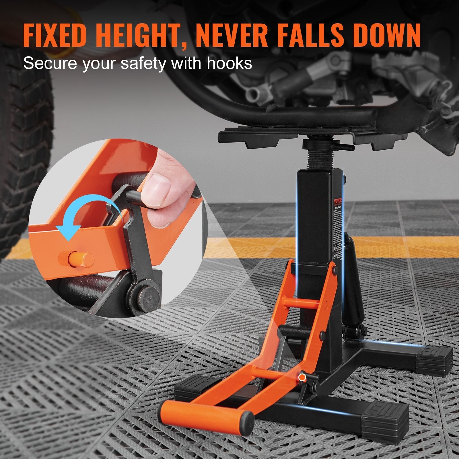 VEVOR Dirt Bike Lift Stand, Motorcycle Jack Lift Stand 440 lbs Capacity and Hydraulic Lift Operation, Adjustable Height Hoist Table, for Dirt Pit Bike Repair, Maintenance, Dirt Bike Accessories 
