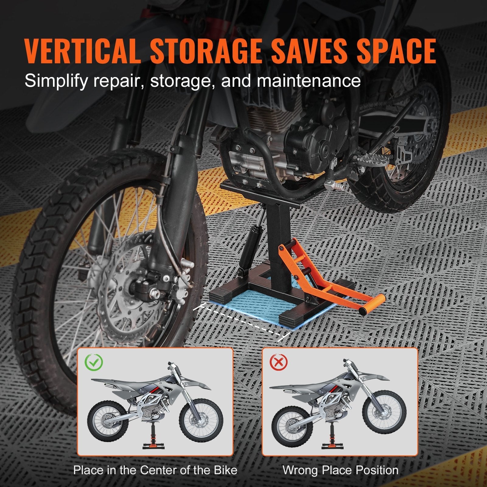 VEVOR Dirt Bike Lift Stand, Motorcycle Jack Lift Stand 440 lbs Capacity and Hydraulic Lift Operation, Adjustable Height Hoist Table, for Dirt Pit Bike Repair, Maintenance, Dirt Bike Accessories 