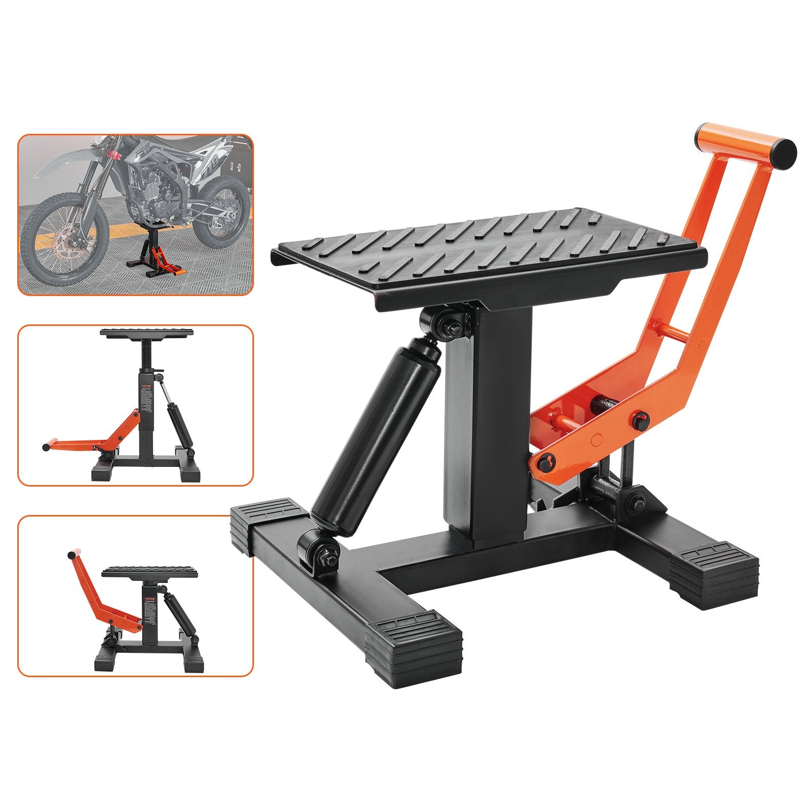 VEVOR Dirt Bike Lift Stand, Motorcycle Jack Lift Stand 440 lbs Capacity and Hydraulic Lift Operation, Adjustable Height Hoist Table, for Dirt Pit Bike Repair, Maintenance, Dirt Bike Accessories 