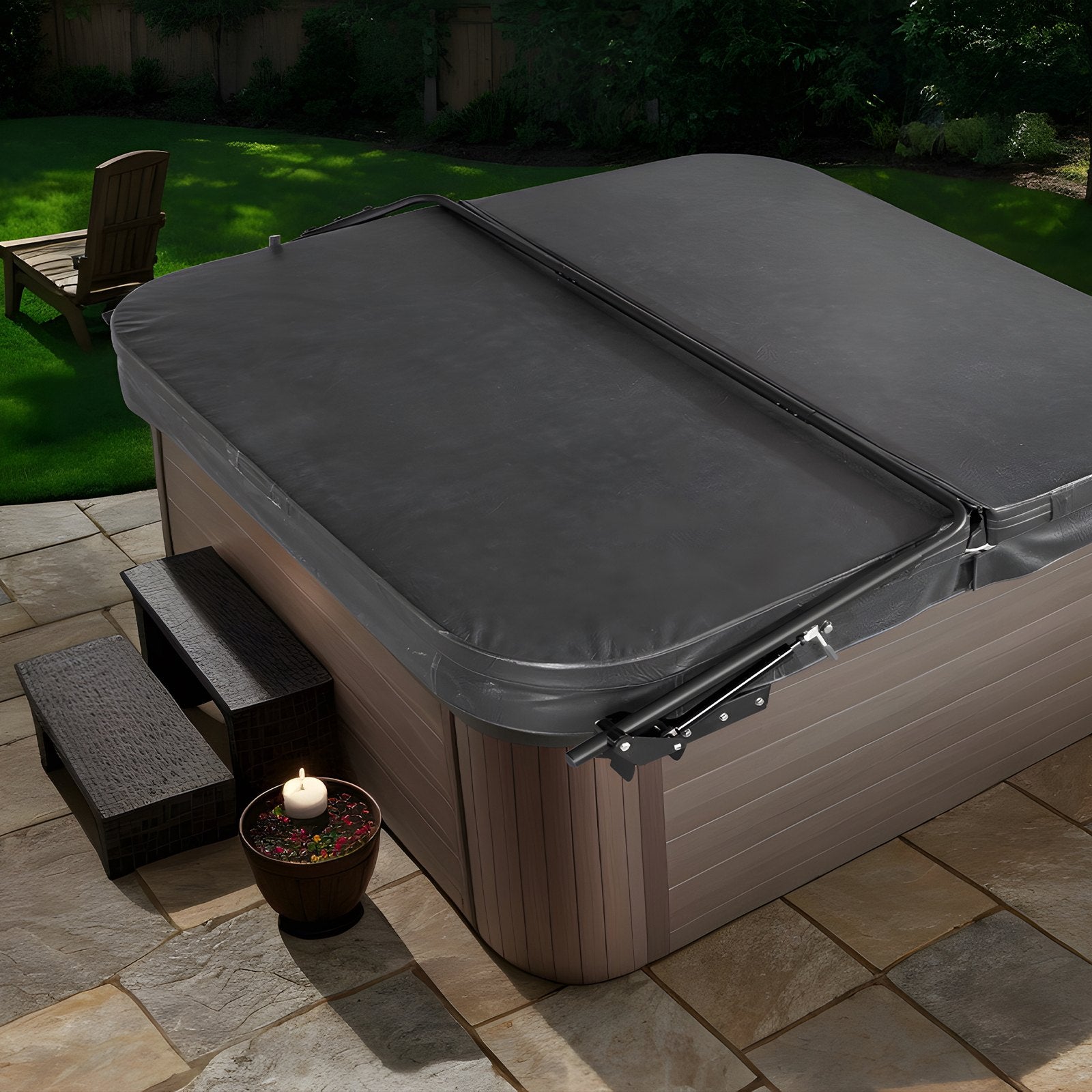 VEVOR Hot Tub Cover Lift, Spa Cover Lift, Hydraulic, Width 69" - 96.5" Adjustable, Installed on Both Sides at the Top, Suitable for Various Sizes of Rectangular Bathtubs, Hot Tubs, Spa 