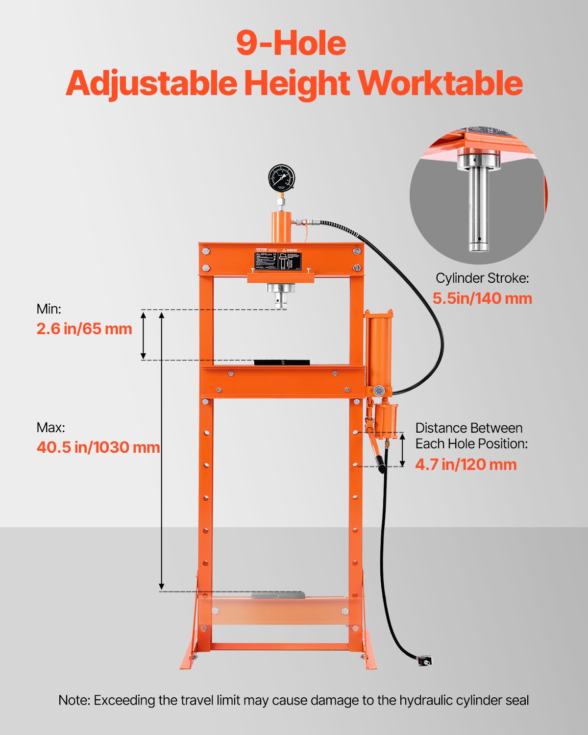 VEVOR 20 T Hydraulic Shop Press Hydraulic Press with Press Plate for Bending 