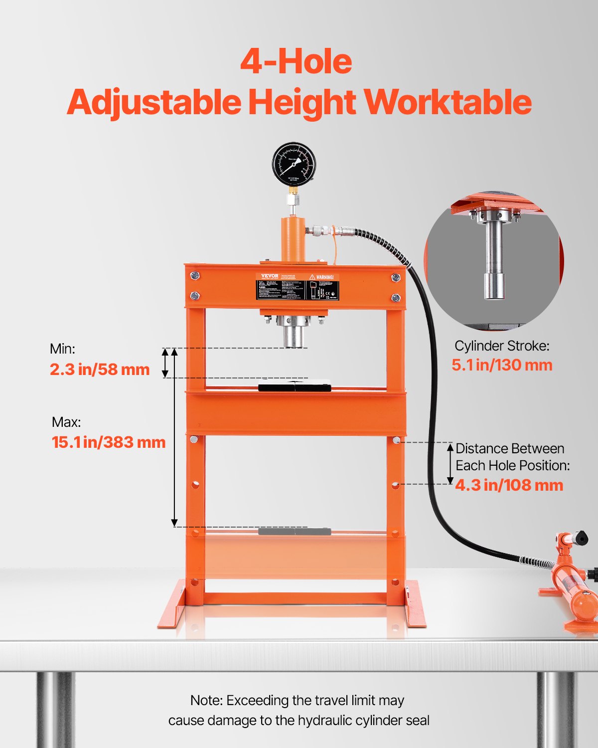 VEVOR 10 T Hydraulic Shop Press Hydraulic Press with Press Plate for Bending 