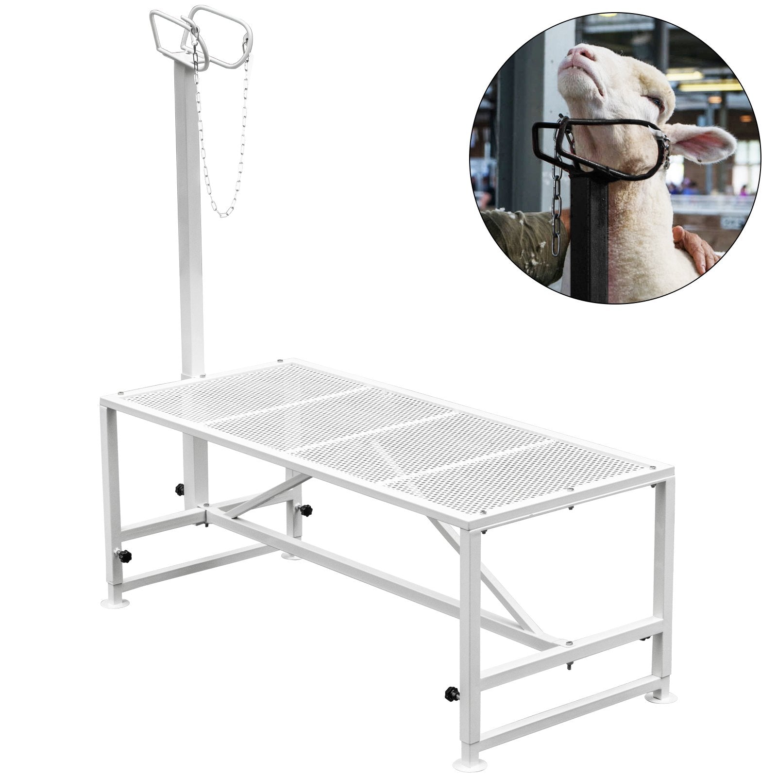 VEVOR Livestock Stand, 51x23 inches Trimming Stand with Straight Head Piece, Goat Trimming Stand Metal Frame Sheep Shearing Stand Livestock Trimming Stands for Sheep, Goats, and Other Livestock 