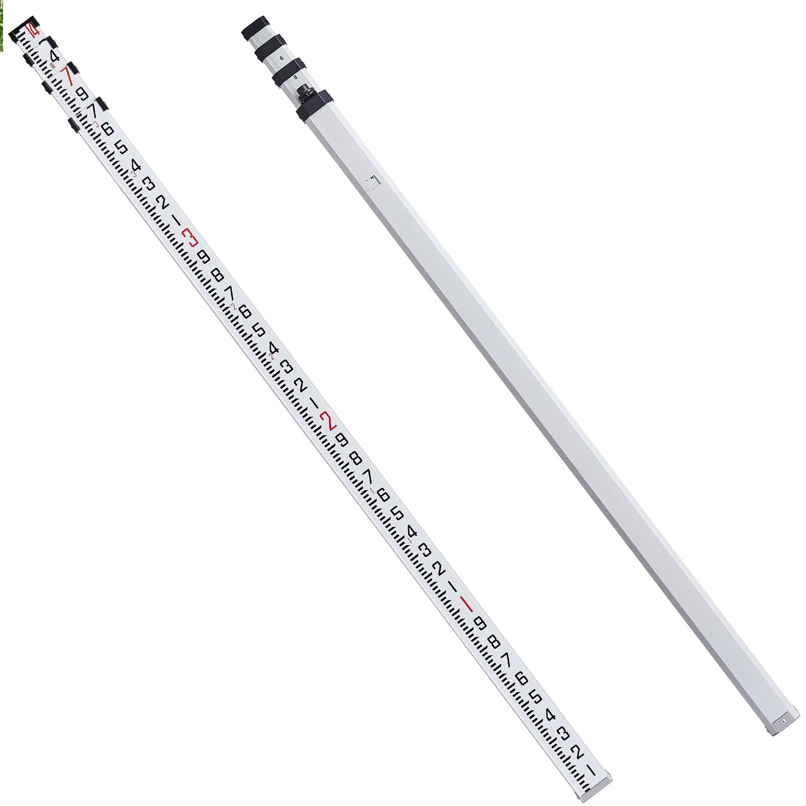 VEVOR Measuring Rod 14-Feet/10ths 6 Sections Telescopic Grade Rod 1/10 ft w/ Bag 