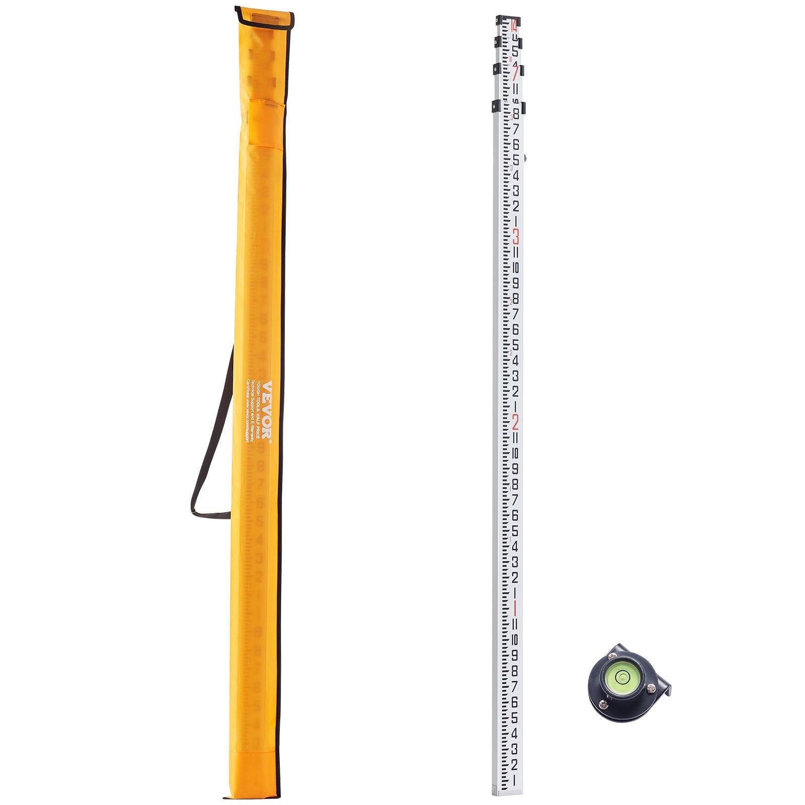 VEVOR Measuring Rod 14-Feet/8ths 4 Sections Telescopic Grade Rod 1/8in w/ Bag 