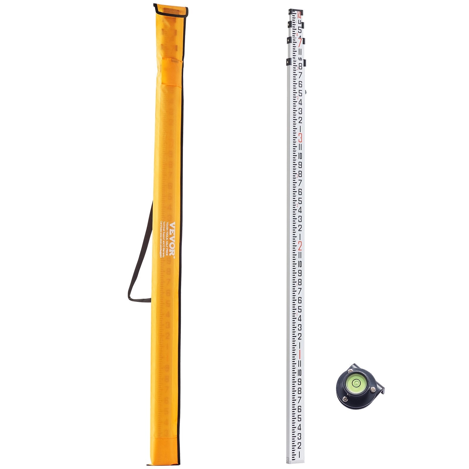 VEVOR Measuring Rod 14-Feet/8ths 4 Sections Telescopic Grade Rod 1/8in w/ Bag 