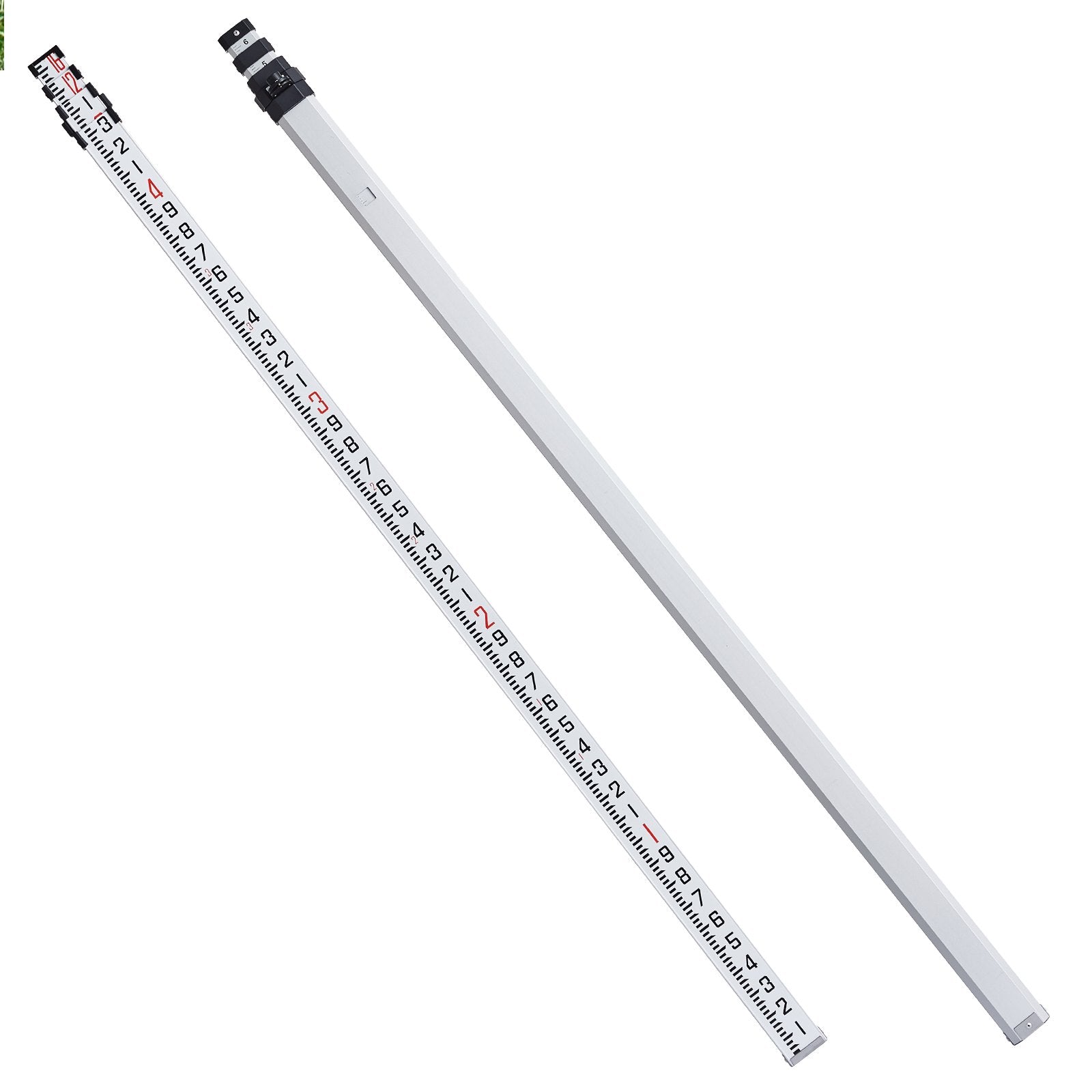 VEVOR Measuring Rod 16-Feet/10ths 4 Sections Telescopic Grade Rod 1/10ft w/ Bag 