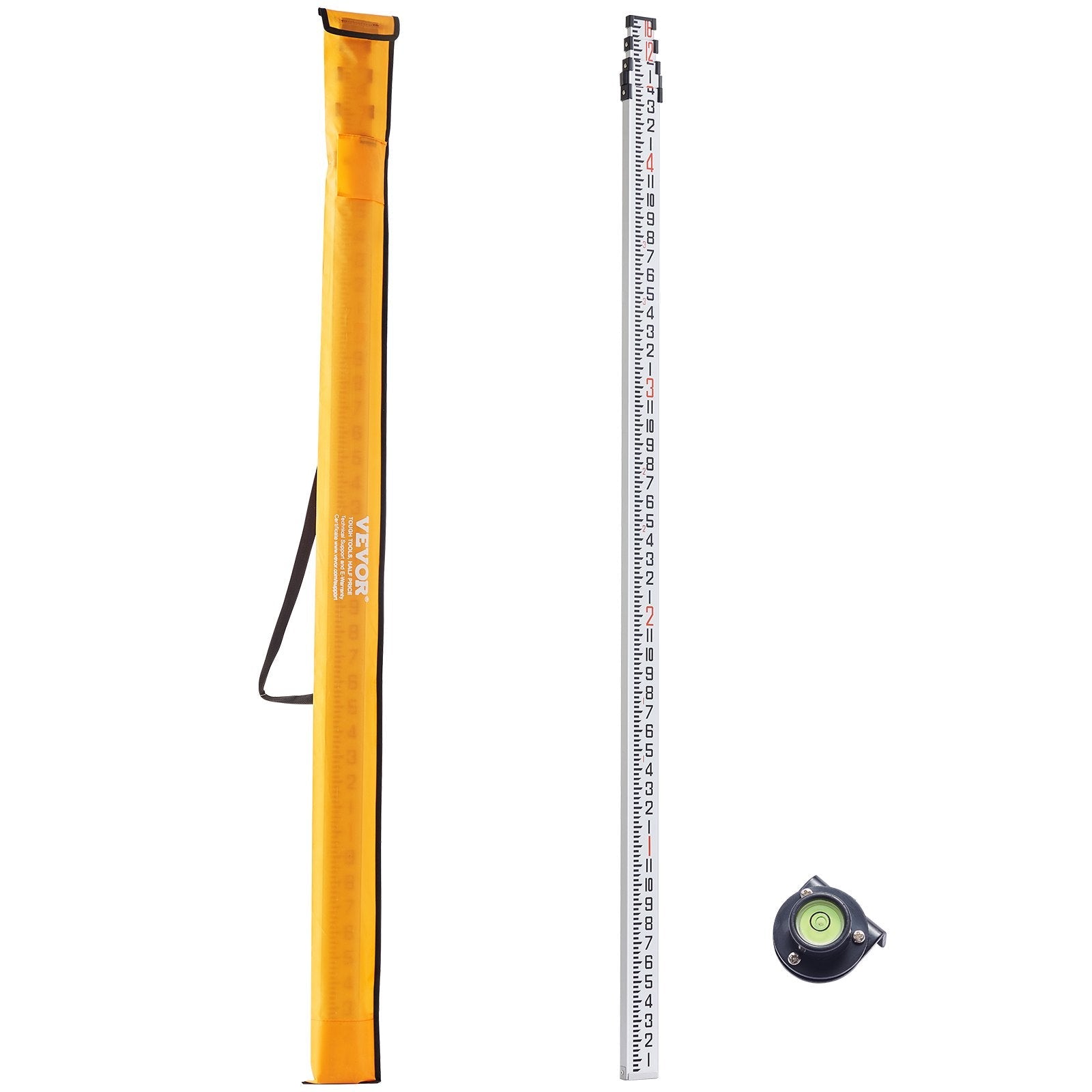 VEVOR Measuring Rod 16-Feet/8ths 4 Sections Telescopic Grade Rod 1/8in w/ Bag 