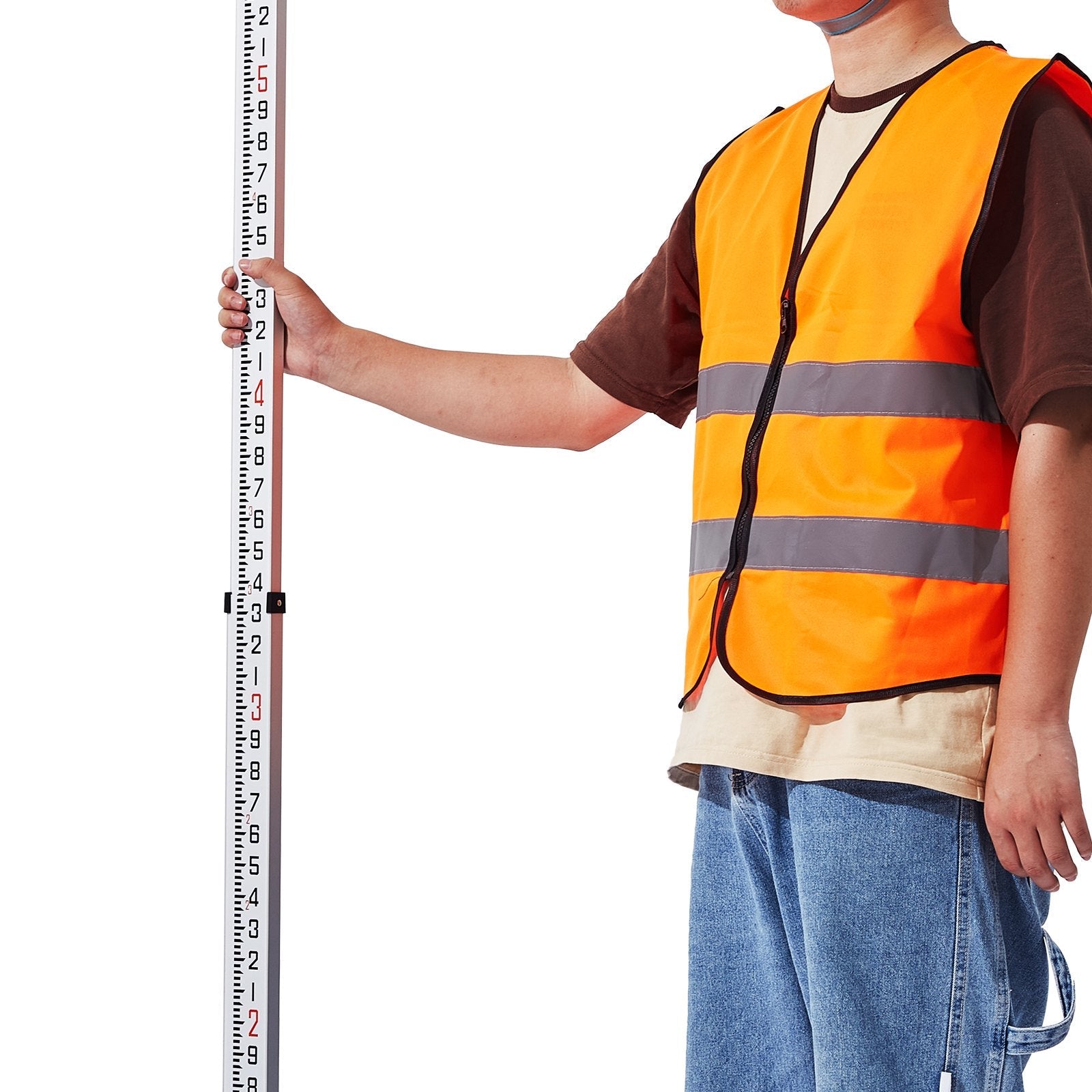 VEVOR Measuring Rod 16-Feet/8ths 4 Sections Telescopic Grade Rod 1/8in w/ Bag 