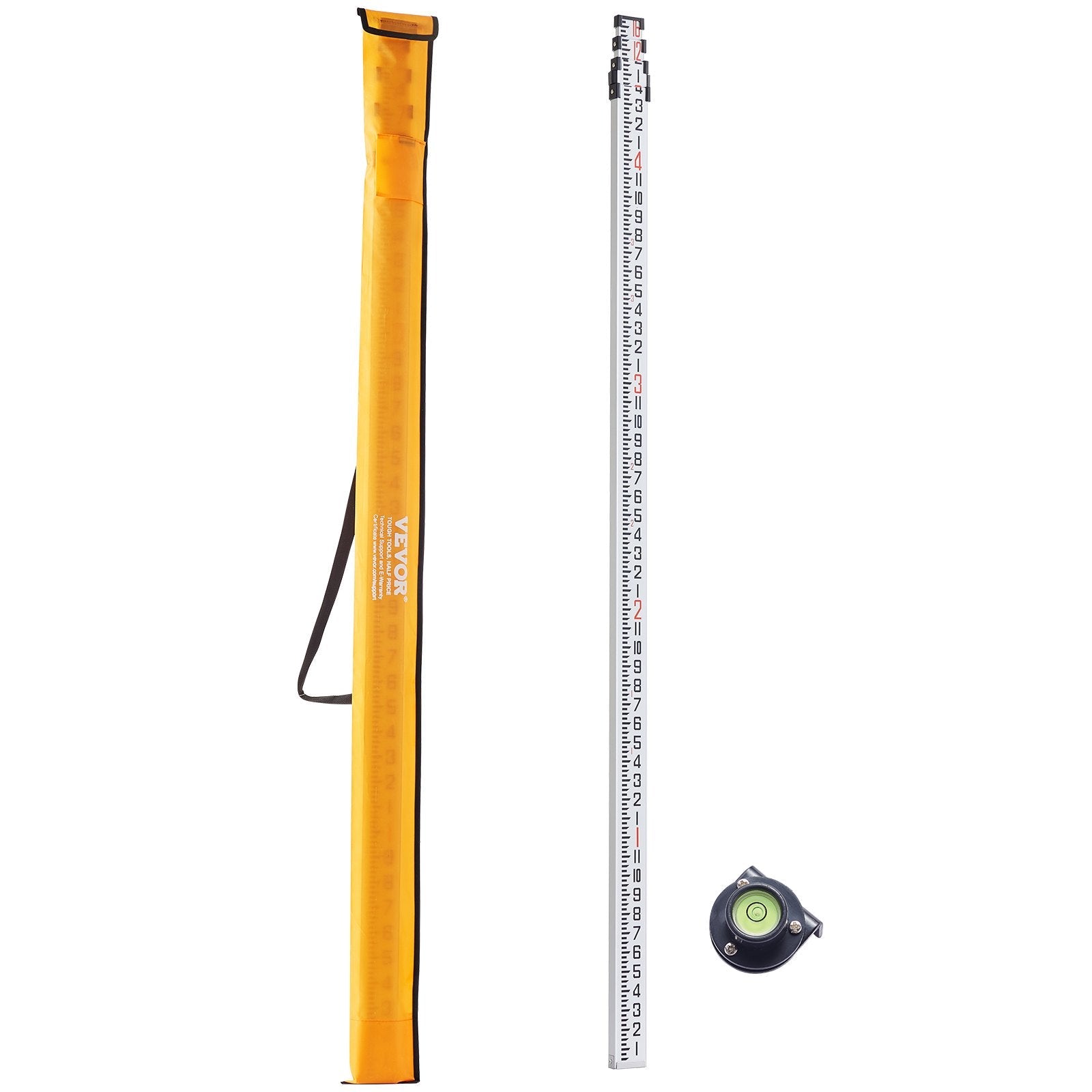 VEVOR Measuring Rod 16-Feet/8ths 4 Sections Telescopic Grade Rod 1/8in w/ Bag 