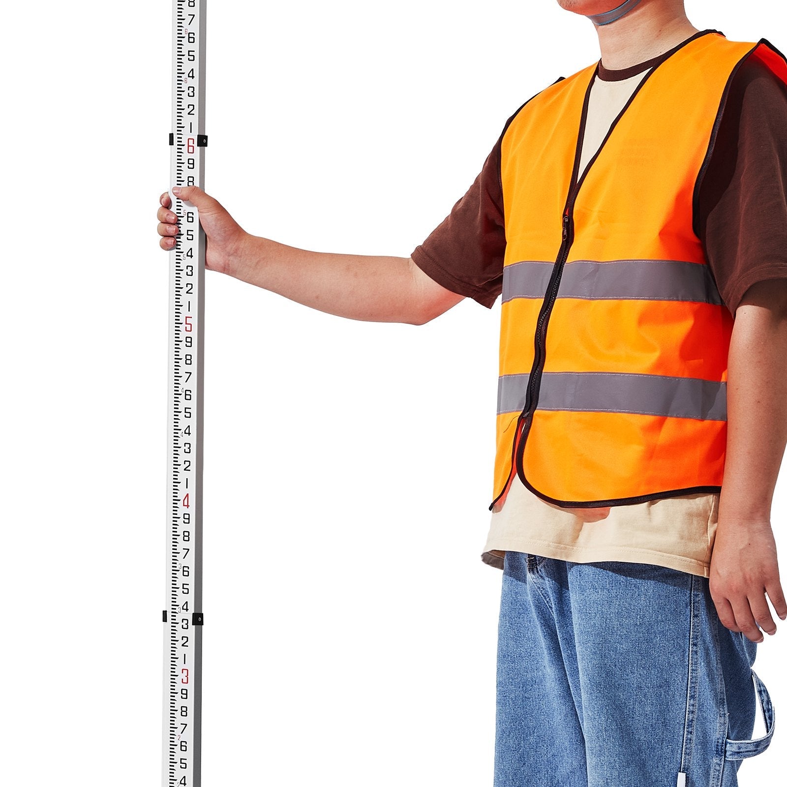 VEVOR Measuring Rod 18-Feet/10ths 6 Sections Telescopic Grade Rod 1/10ft w/ Bag 