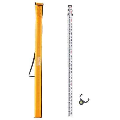 VEVOR Measuring Rod 9-Feet/10ths 3 Sections Telescopic Grade Rod 1/10ft w/ Bag 