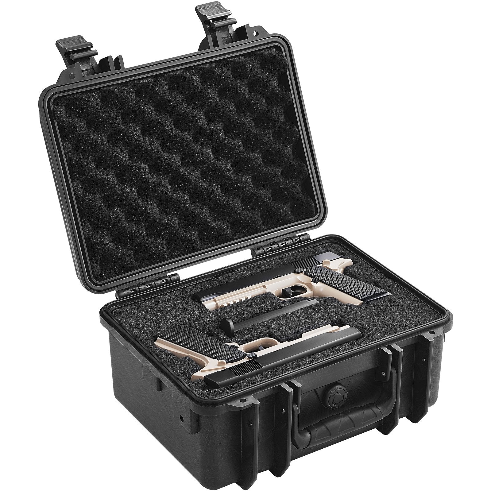 VEVOR Hard Pistol Cases with Pre-cut PU Foam Lockable Pistol Case for 2 Pistol 