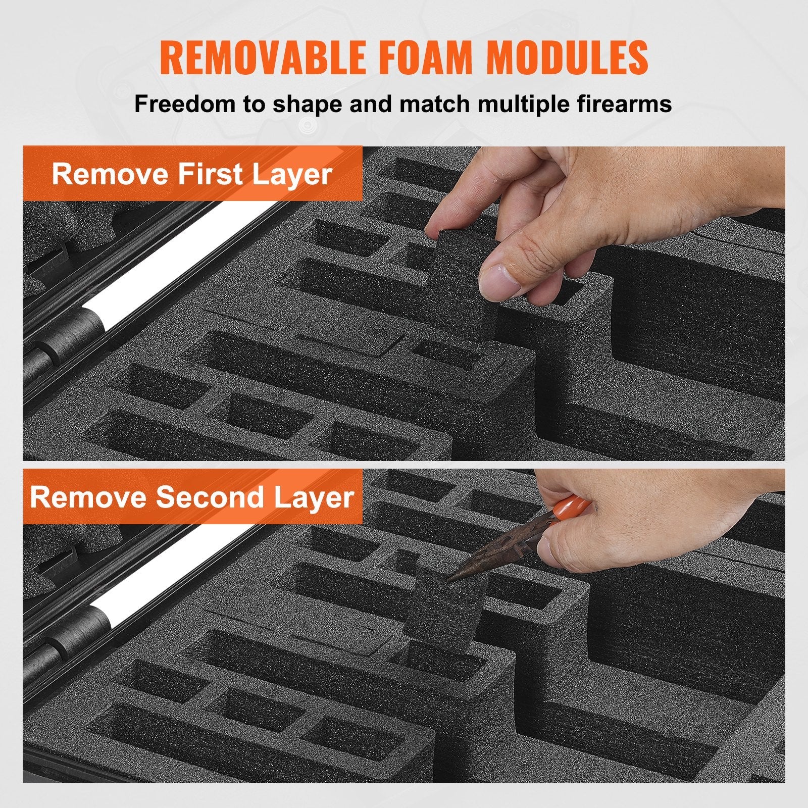 VEVOR Hard Pistol Cases with Pre-cut Lining Lockable Pistol Case for 5 Pistol 