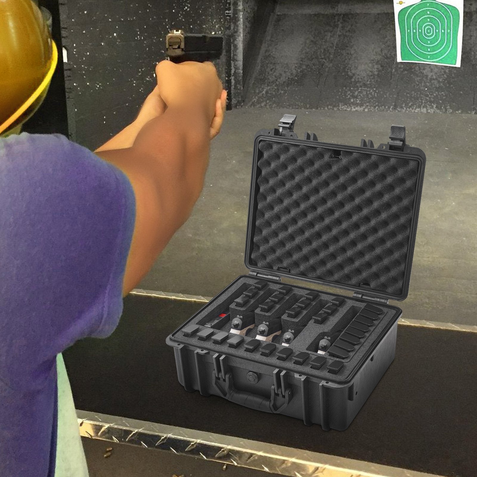 VEVOR Hard Pistol Cases with Pre-cut Lining Lockable Pistol Case for 5 Pistol 