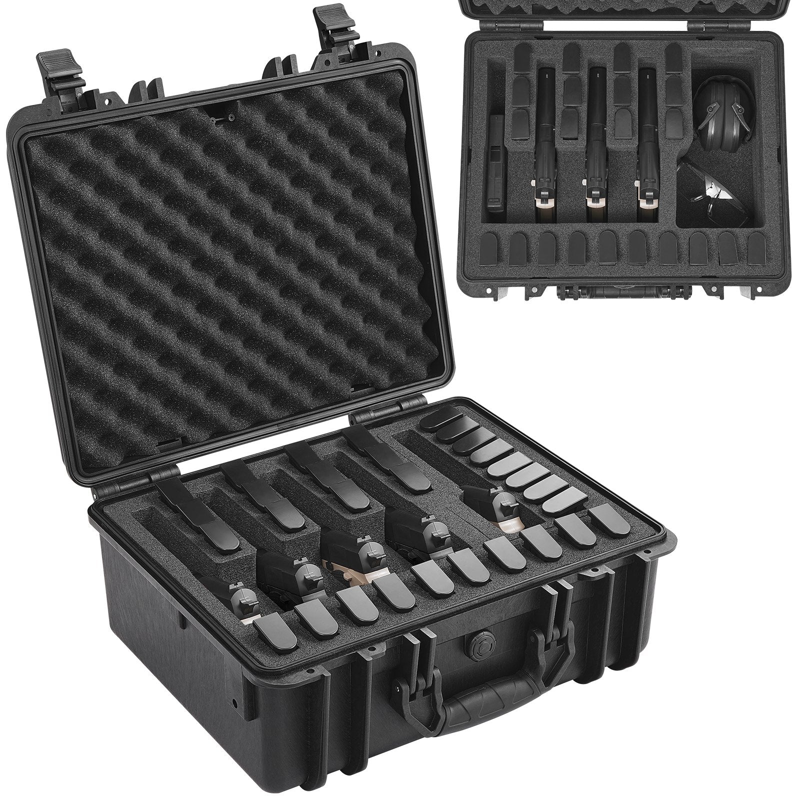 VEVOR Hard Pistol Cases with Pre-cut Lining Lockable Pistol Case for 5 Pistol 