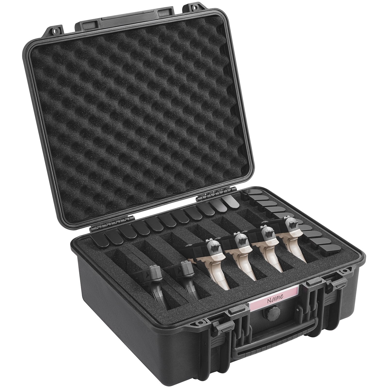 VEVOR Hard Pistol Cases with Pre-cut PU Foam Lockable Pistol Case for 6 Pistol 