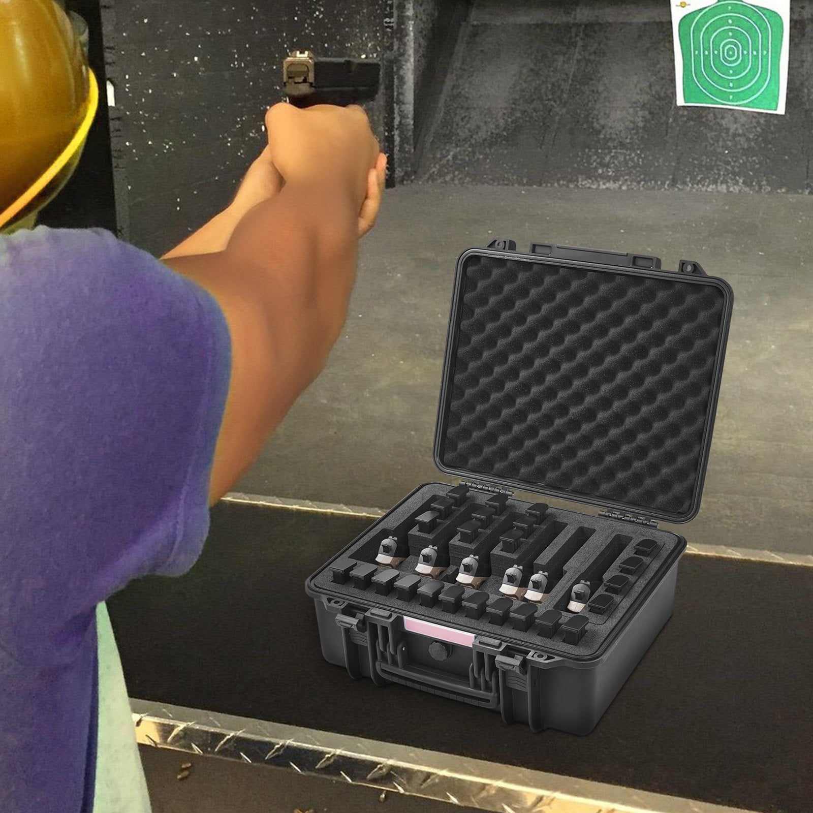 VEVOR Hard Pistol Cases with Pre-cut Lining Lockable Pistol Case for 6 Pistol 