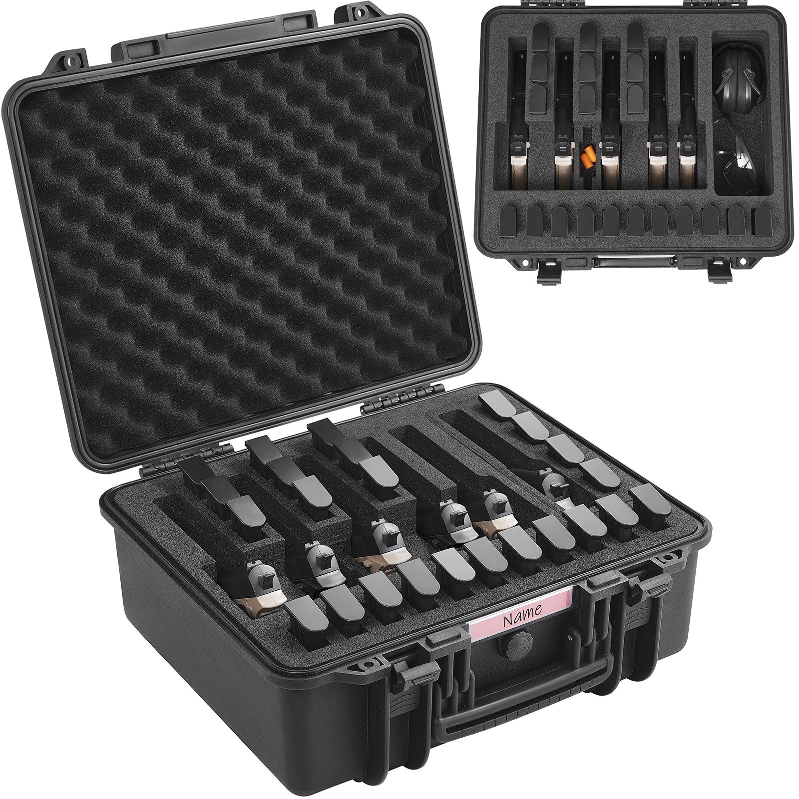VEVOR Hard Pistol Cases with Pre-cut Lining Lockable Pistol Case for 6 Pistol 