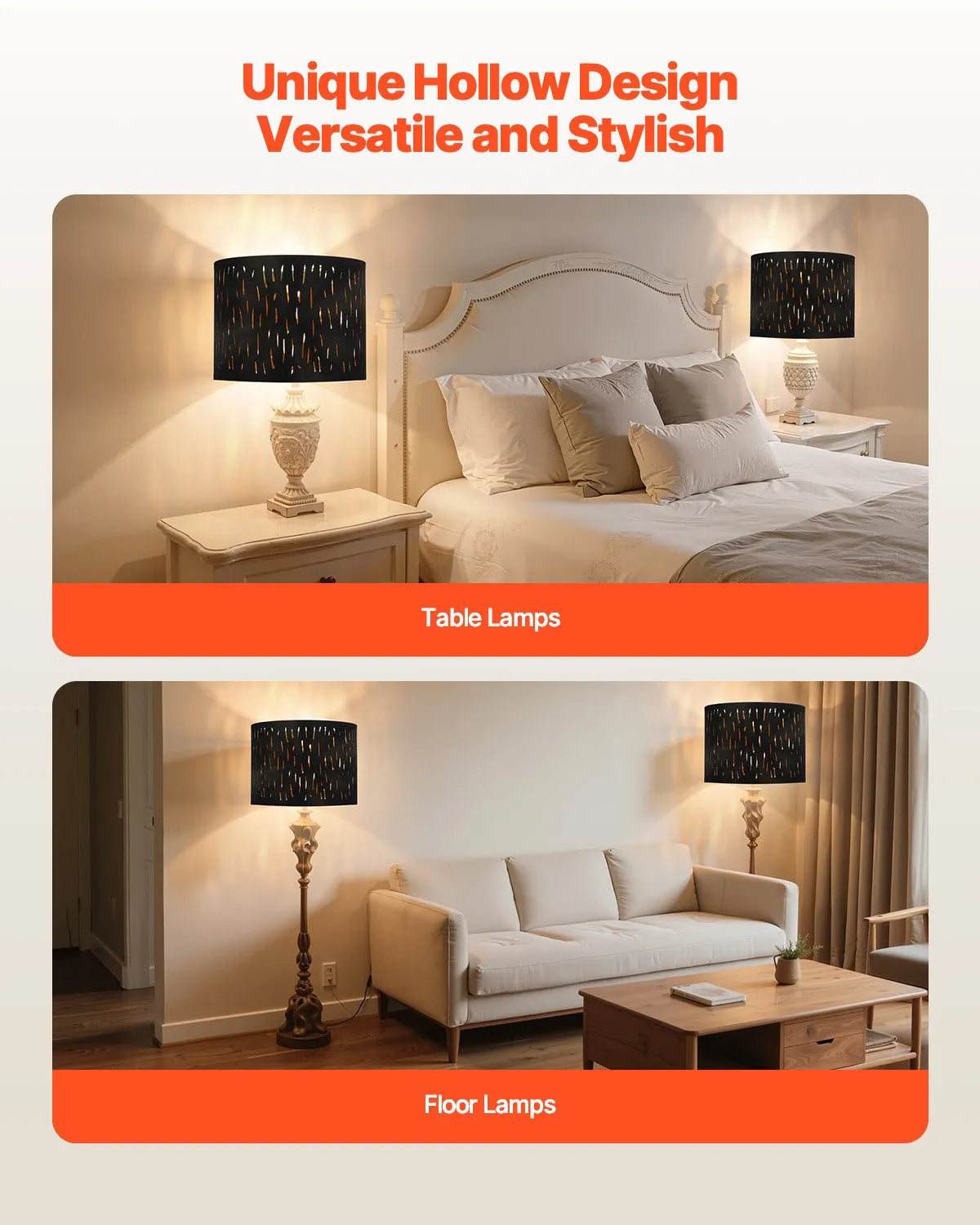 VEVOR Drum Lamp Shade 2 Set 13 x 13 x 10 in Medium Round Lampshade with Harp