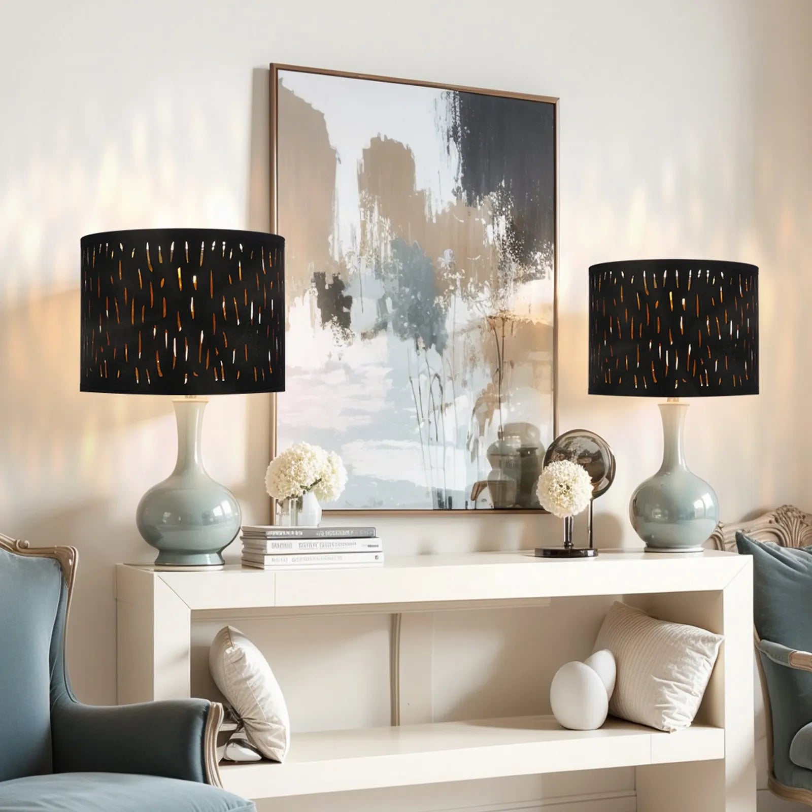 VEVOR Drum Lamp Shade 2 Set 13 x 13 x 10 in Medium Round Lampshade with Harp