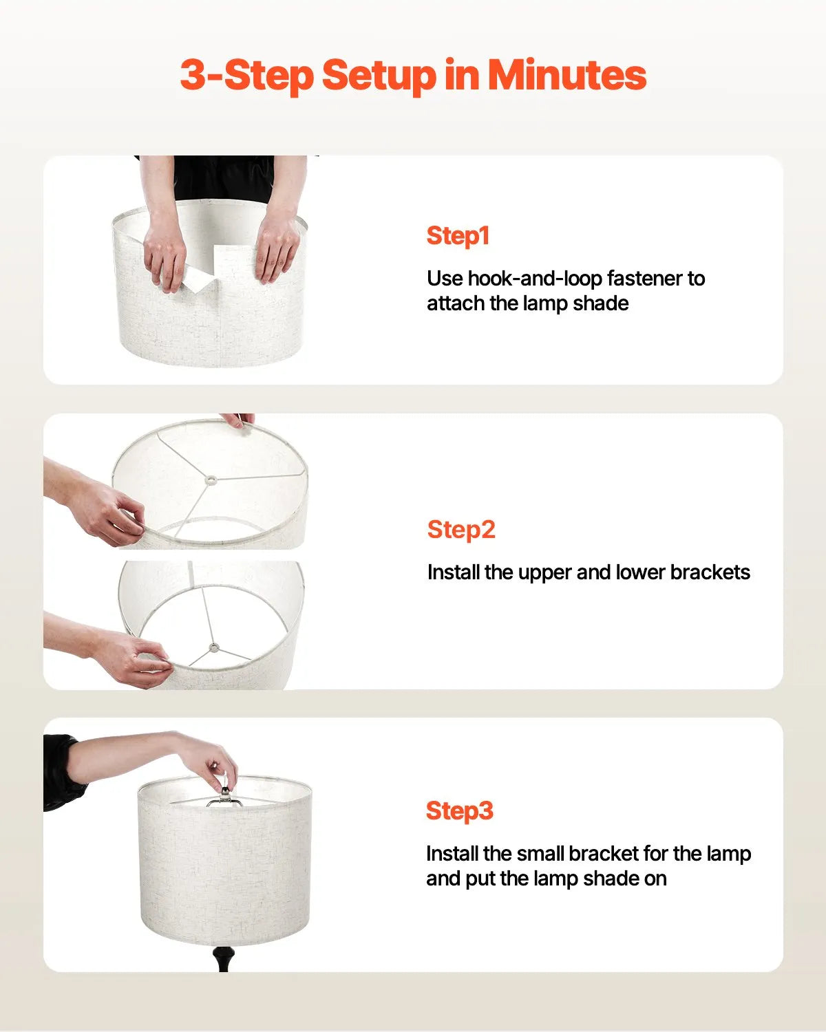 VEVOR Drum Lamp Shade 13 x 13 x 10 inches Medium Round Lampshade (Light Linen)