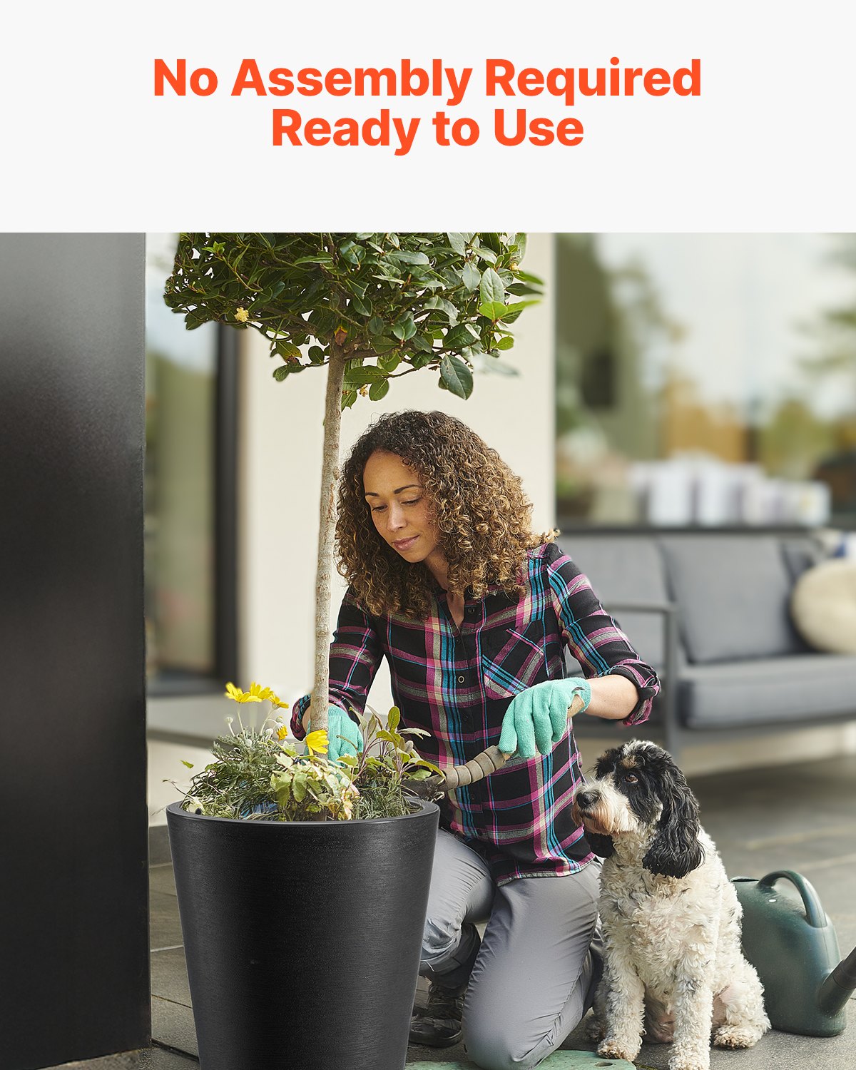 VEVOR Tall Planter Set of 2 Round Tapered Plant Pots 24 in for Outdoor Indoor 