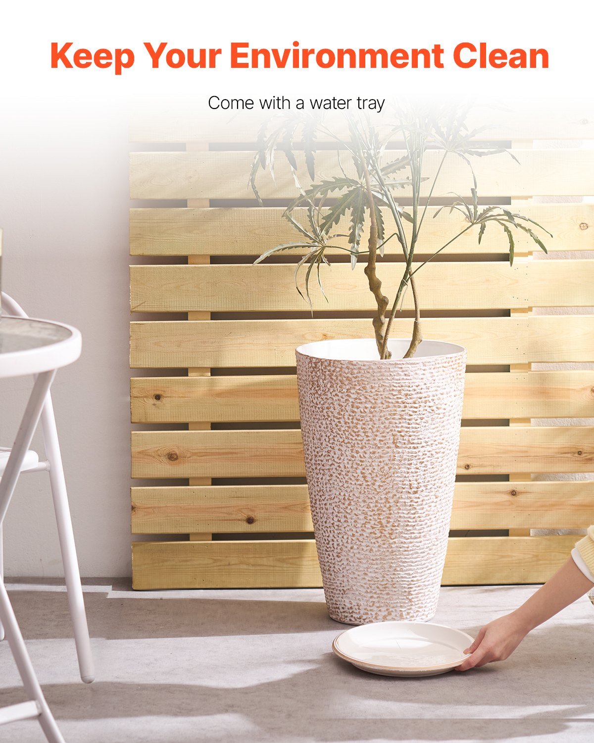 VEVOR Tall Planter Set of 2 Round Tapered Plant Pots 21 in for Outdoor Indoor 