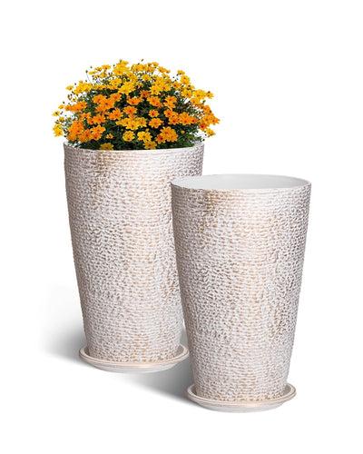 VEVOR Tall Planter Set of 2 Round Tapered Plant Pots 21 in for Outdoor Indoor 