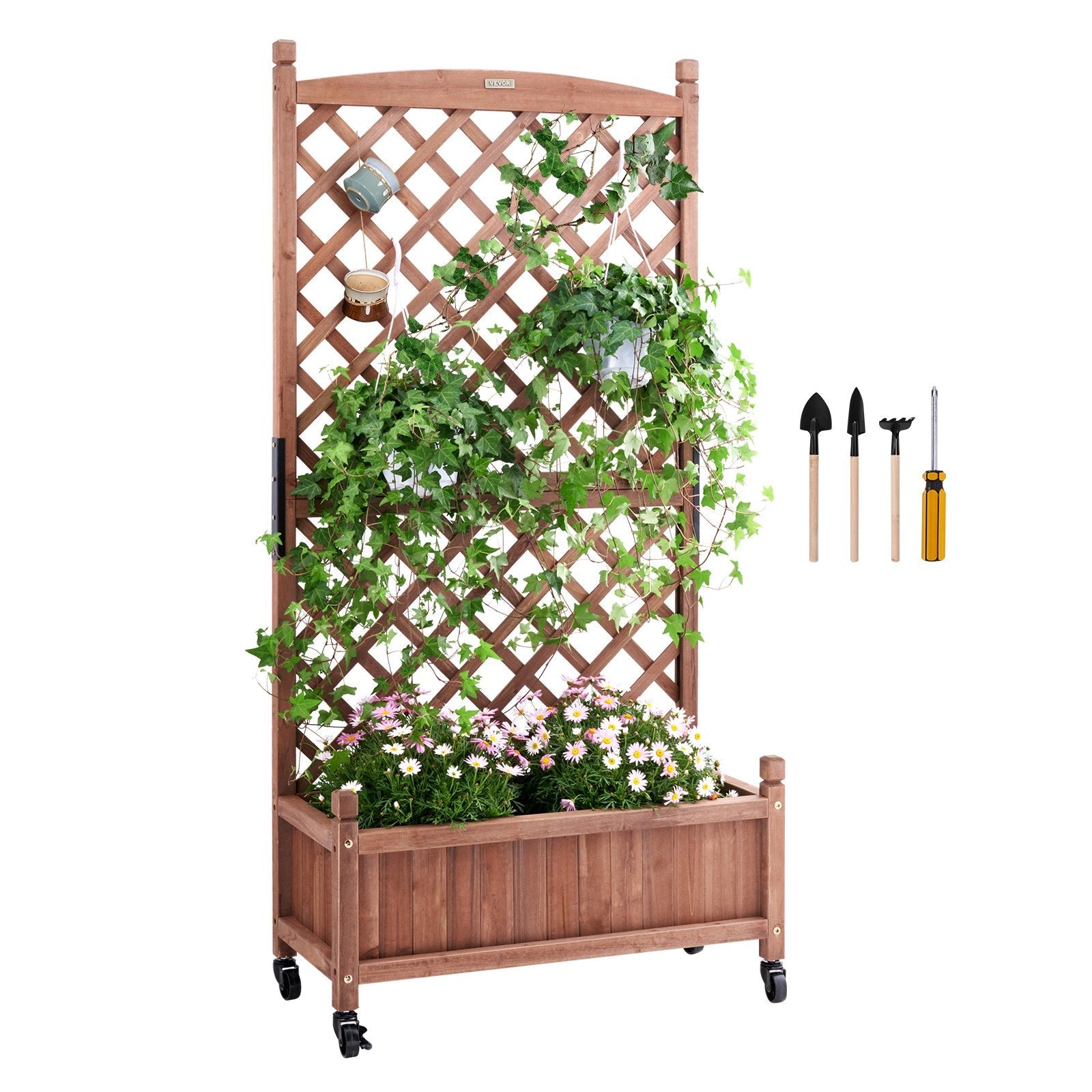 VEVOR Raised Garden Bed with Trellis Outdoor Raised Planters 29.5" x 13" x 61.4" 
