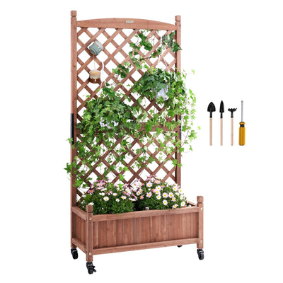 VEVOR Raised Garden Bed with Trellis Outdoor Raised Planters 29.5" x 13" x 61.4" 